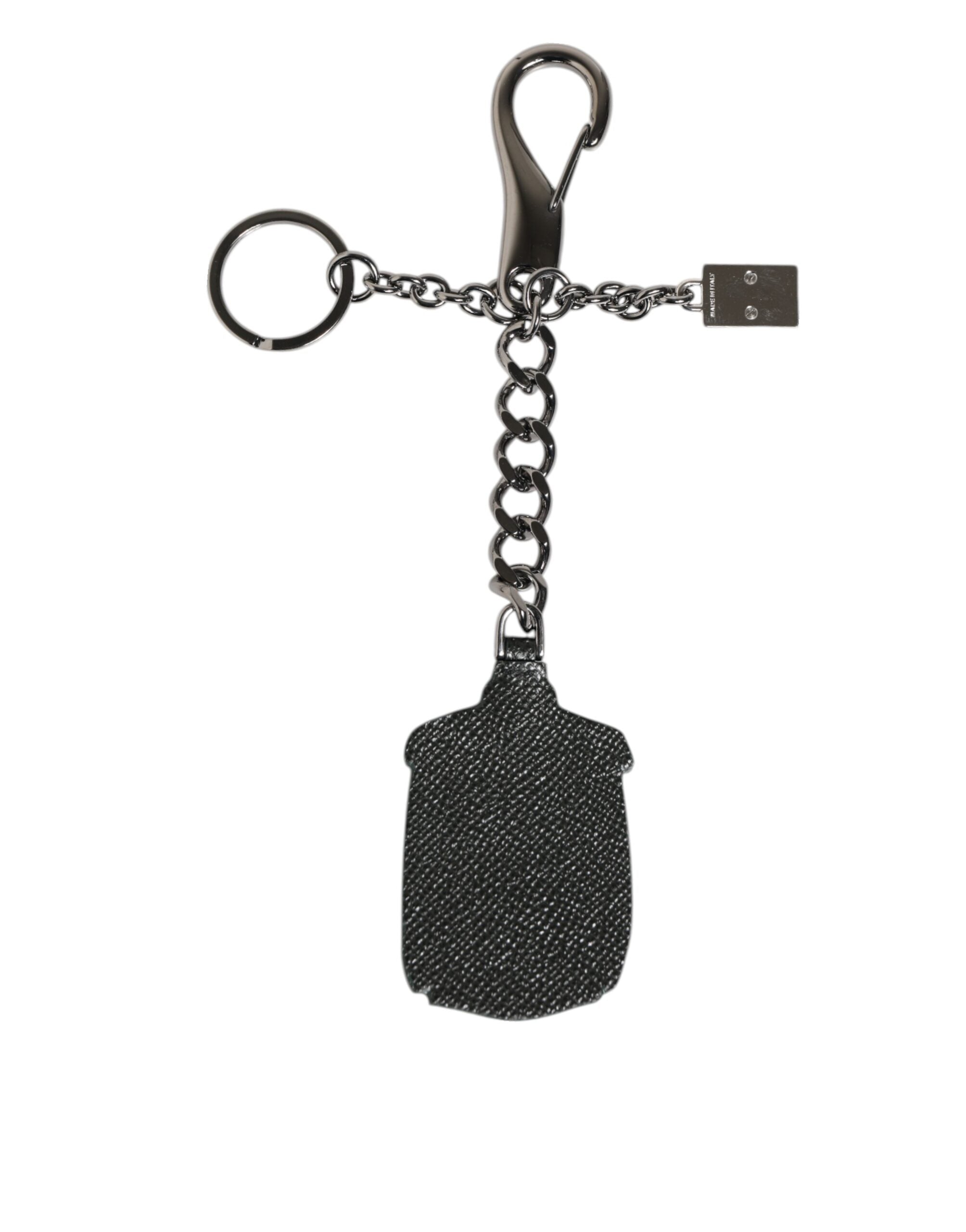 Black Red Military Leather Patch DG Logo Keychain Keyring - ventzia