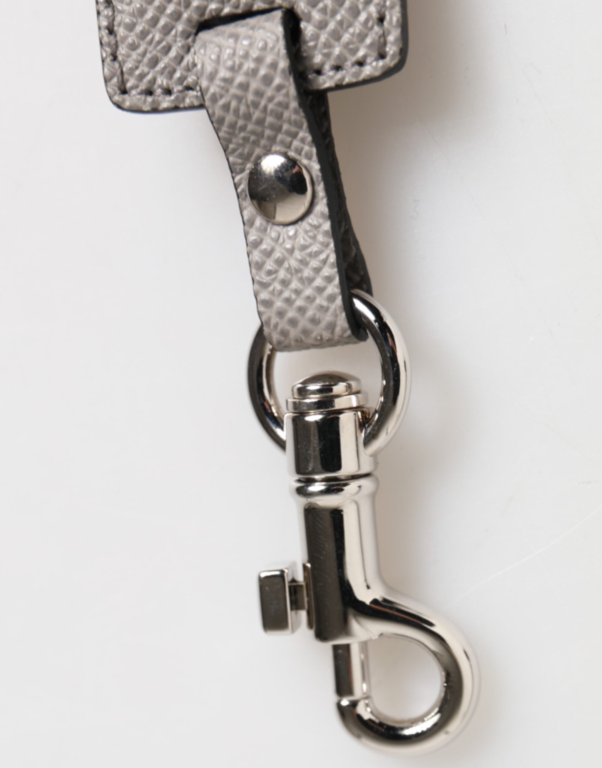 Gray Leather Logo Metal Ring Keychain Holder Keyring - ventzia