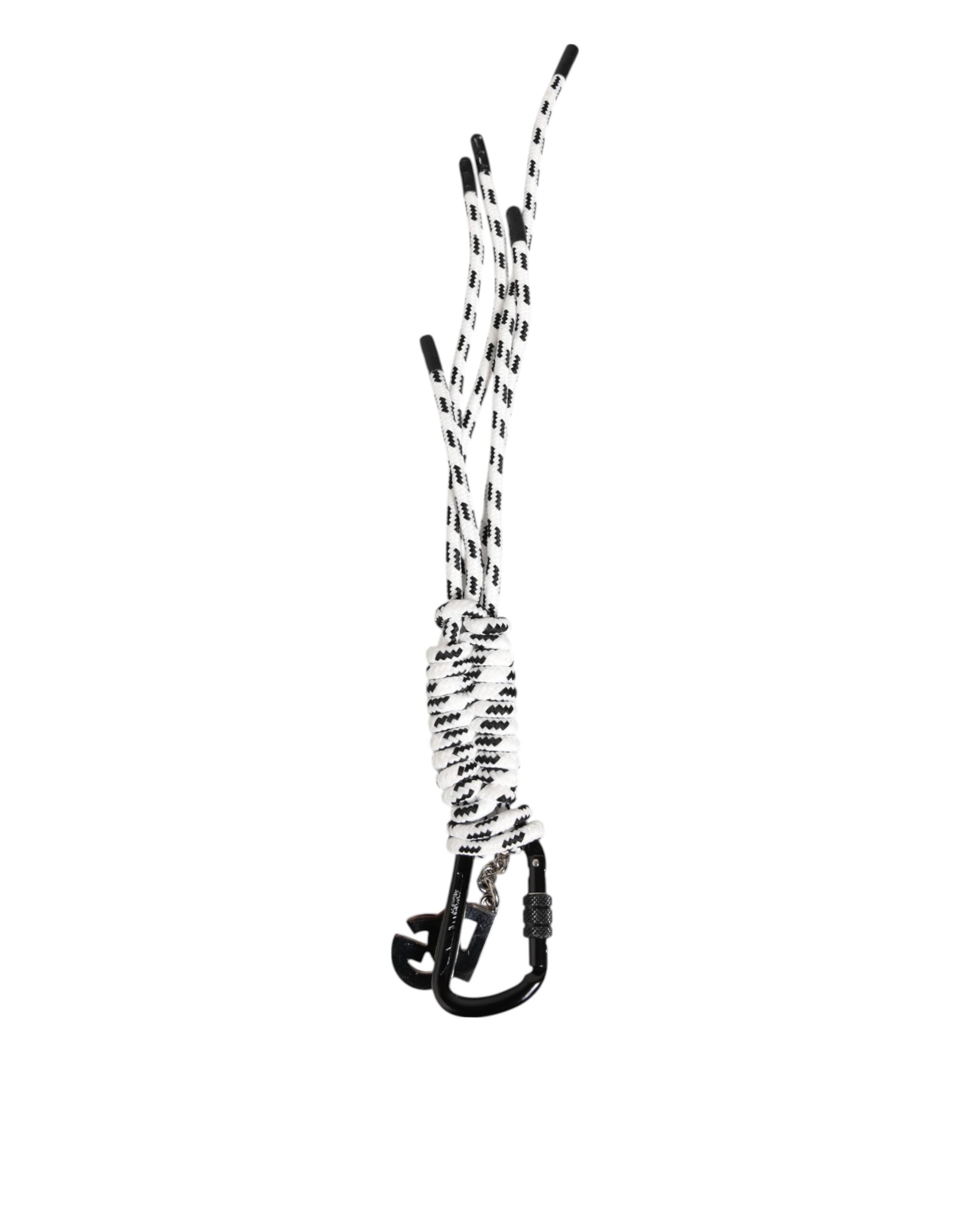 Black White Polyester Tape String DG Logo Keychain Keyring - ventzia