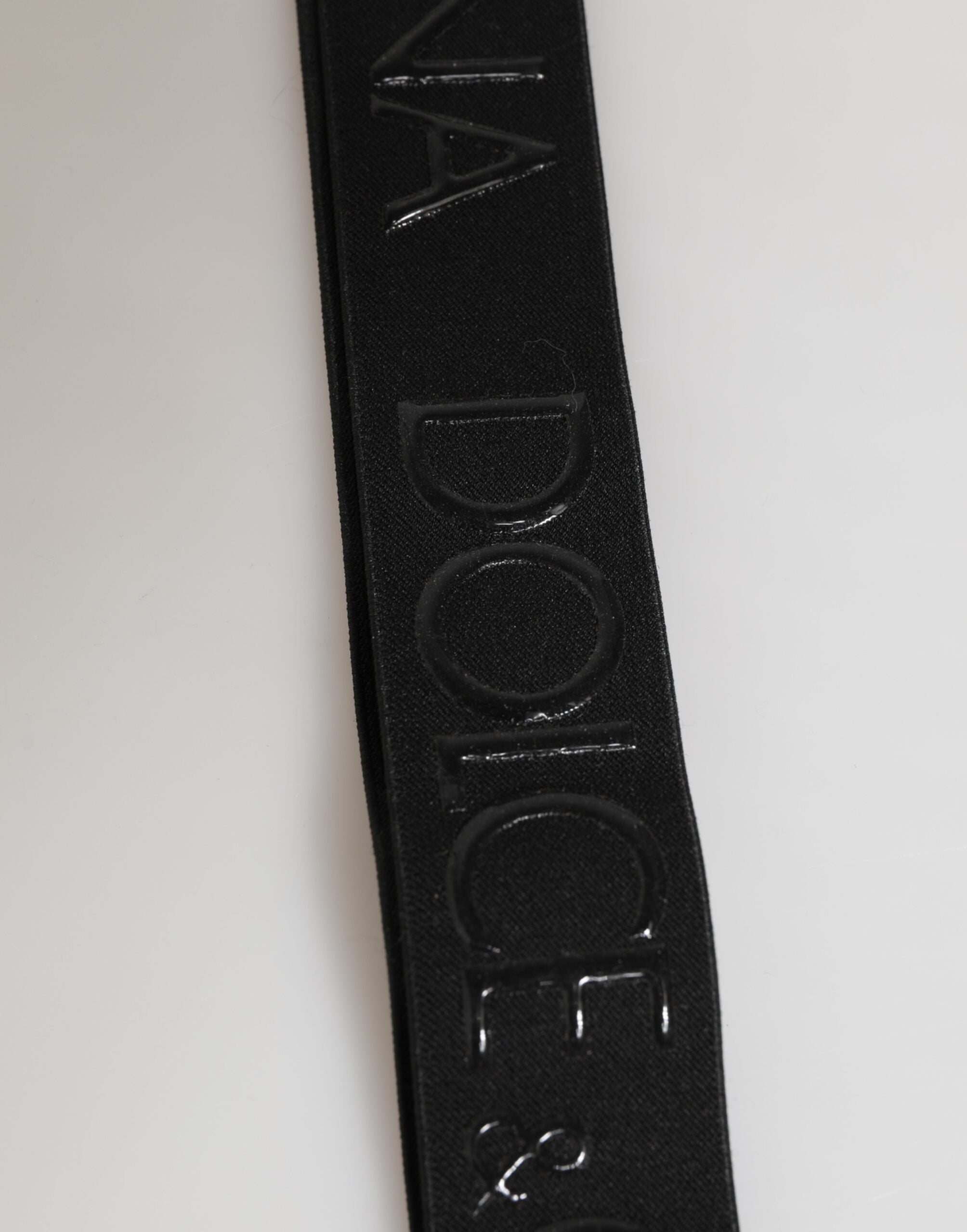 Black Polyester Stretch Rubberised DG Logo Men Keychain - ventzia