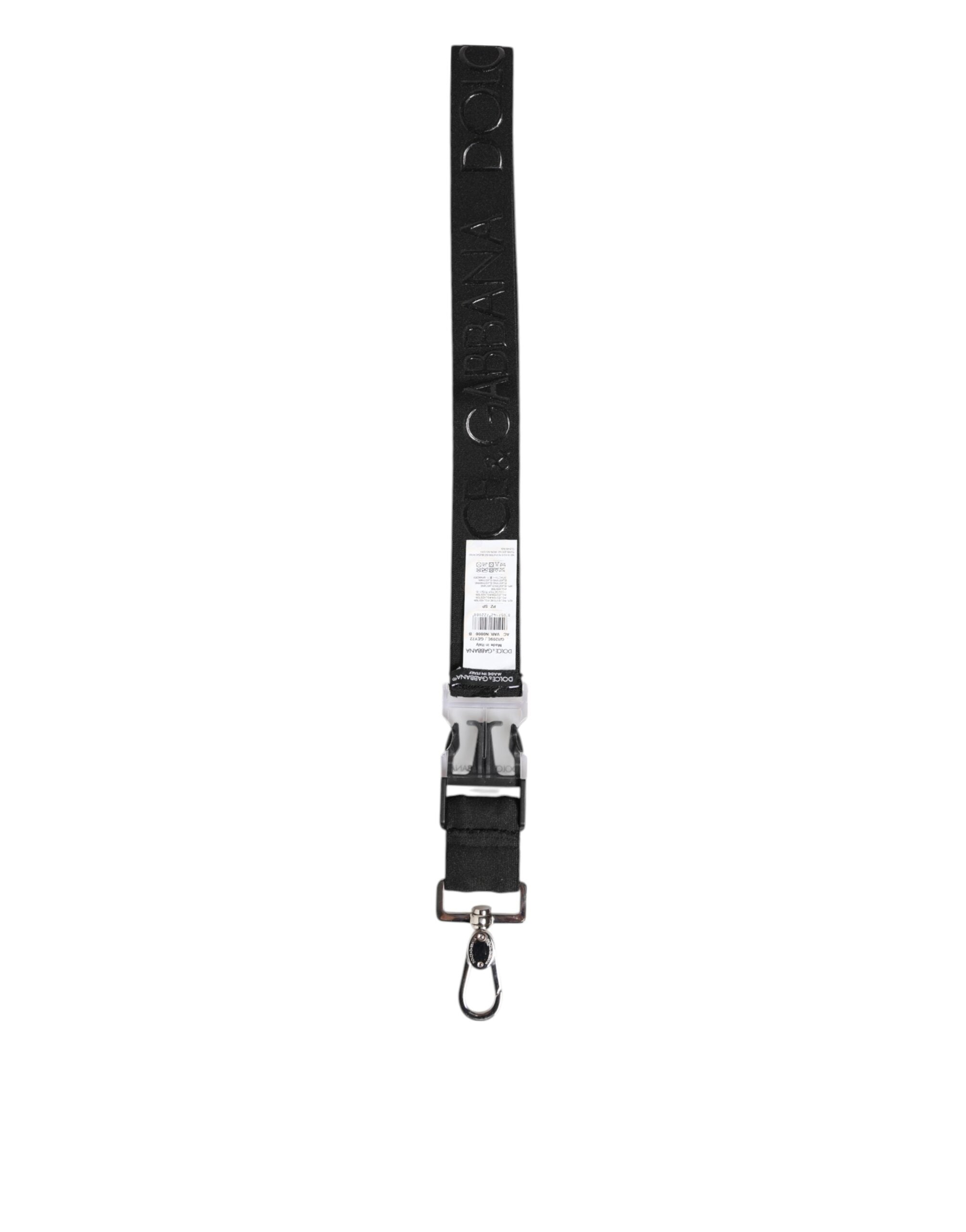 Black Polyester Stretch Rubberised DG Logo Men Keychain - ventzia
