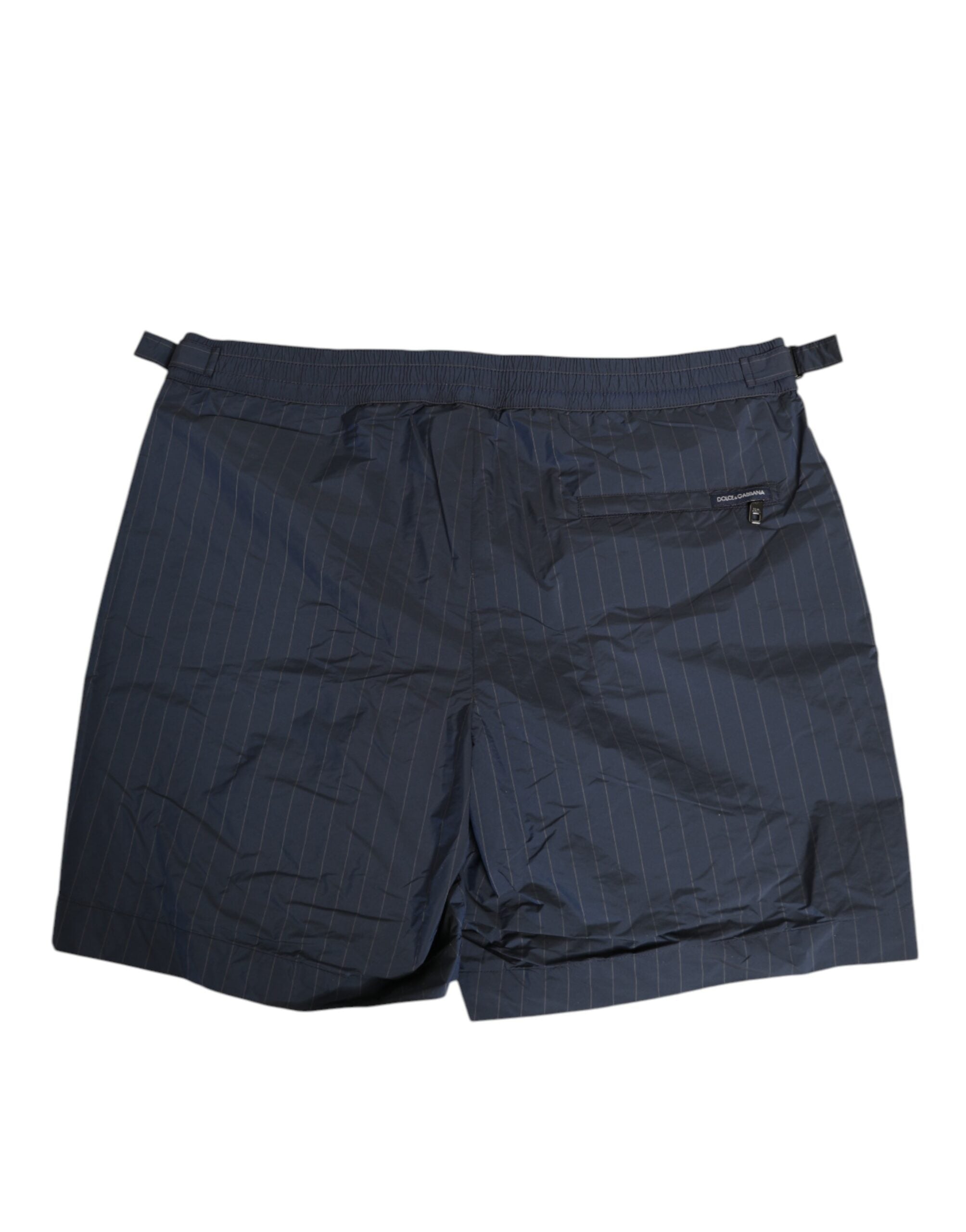 Navy Blue Polyester Pinstripe Men Shorts Swimwear - ventzia