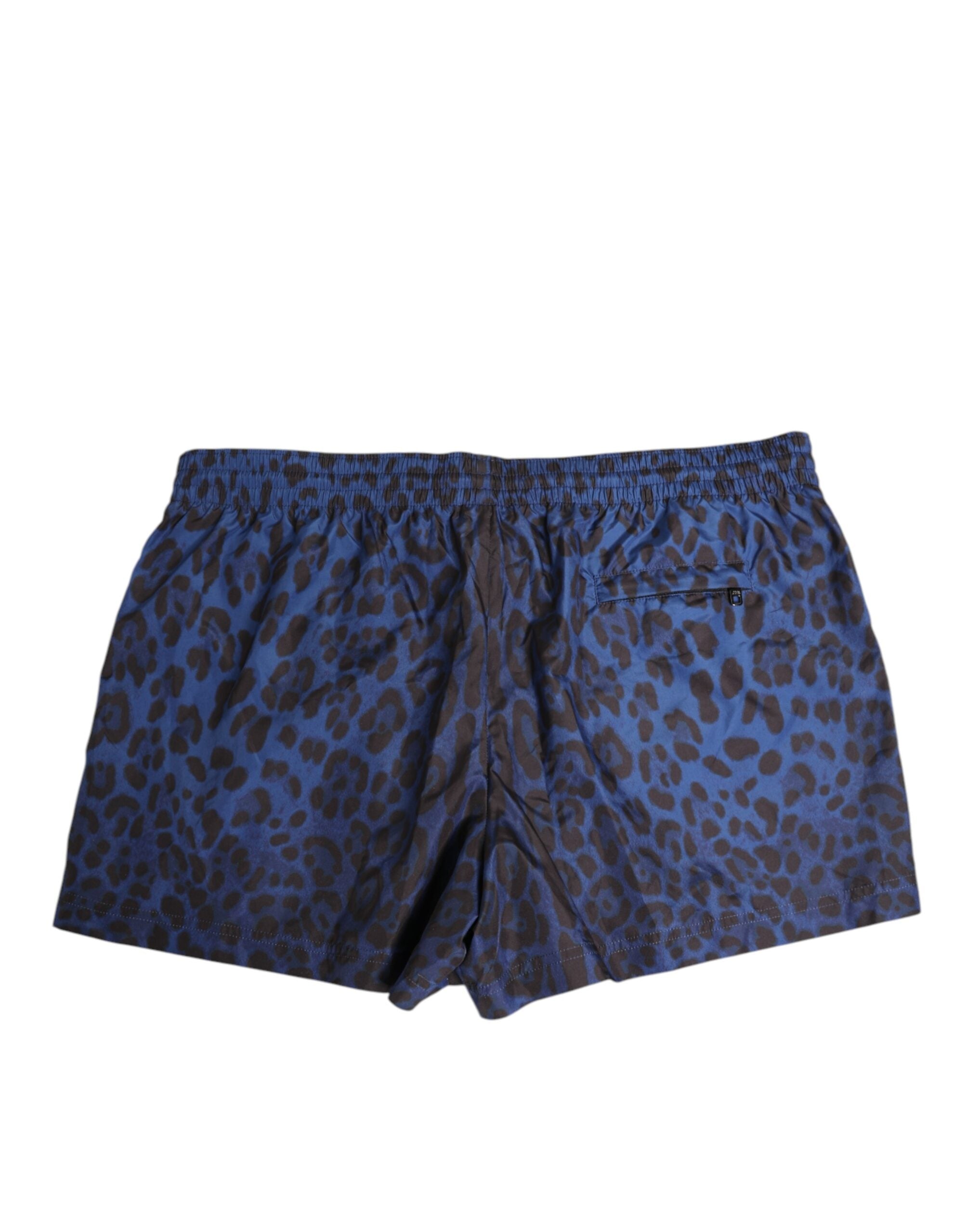 Blue Leopard Print Polyester Elastic Waistband Swimwear - ventzia