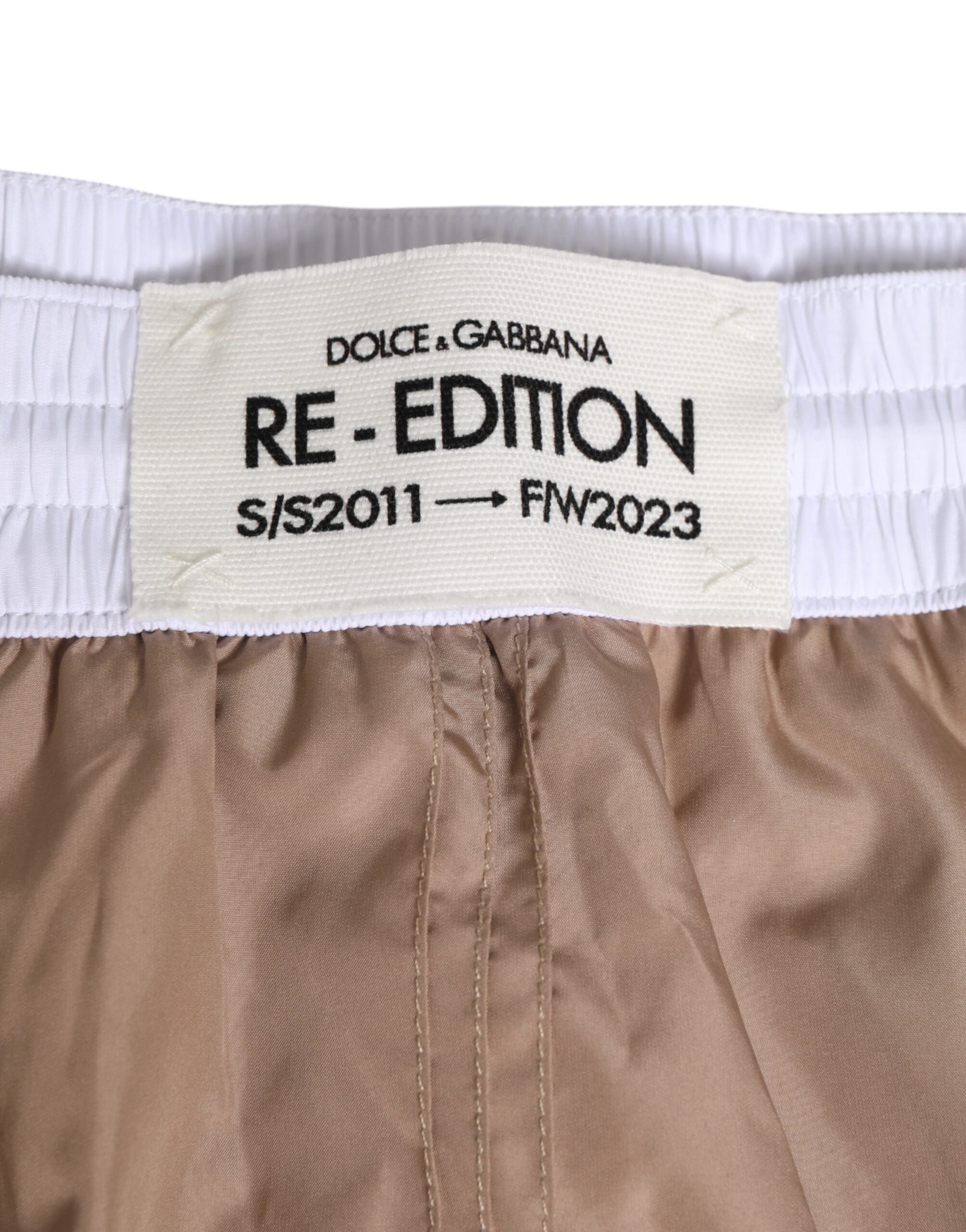Brown White Polyester Re-Edition Shorts Swimwear - ventzia