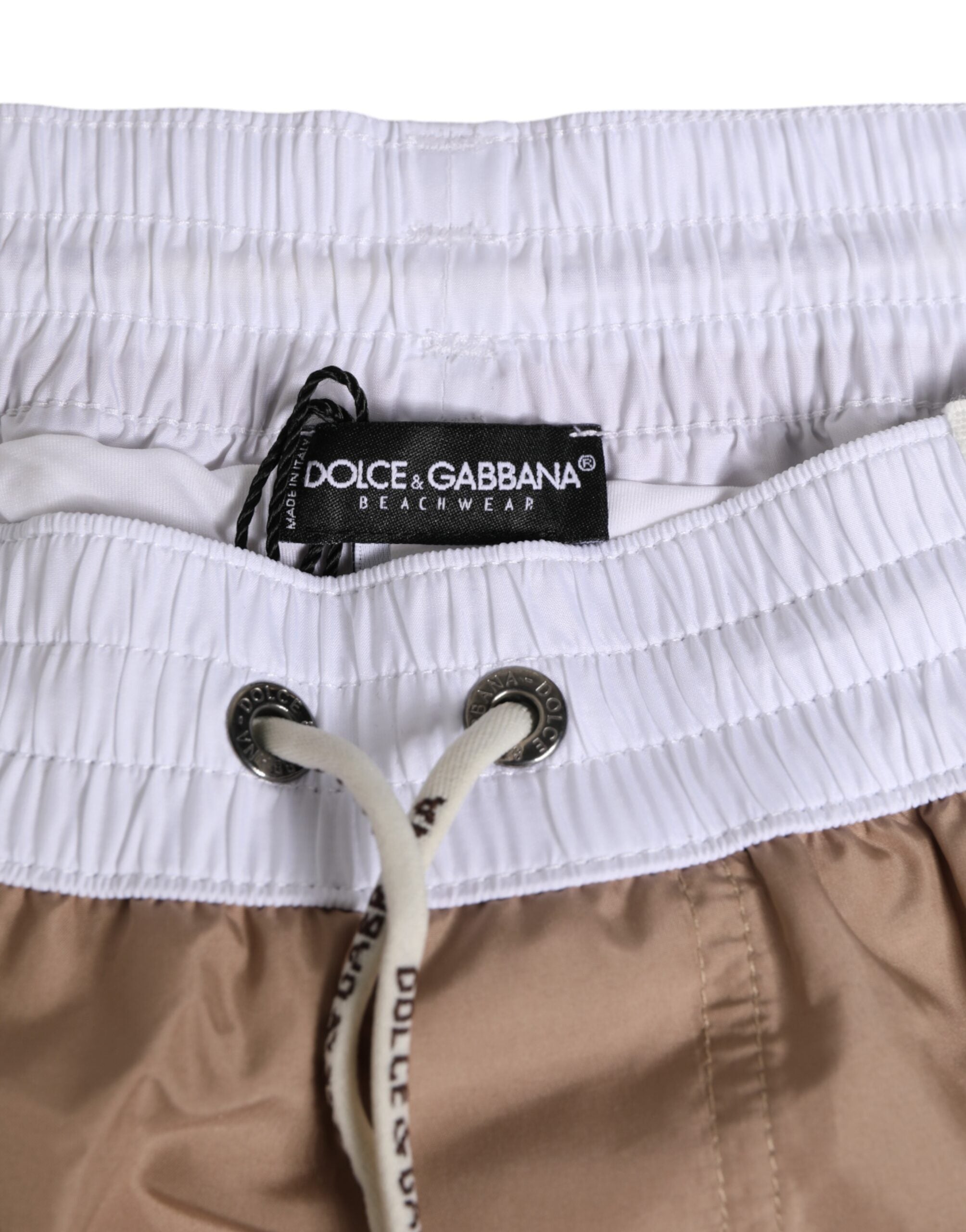 Brown White Polyester Re-Edition Shorts Swimwear - ventzia