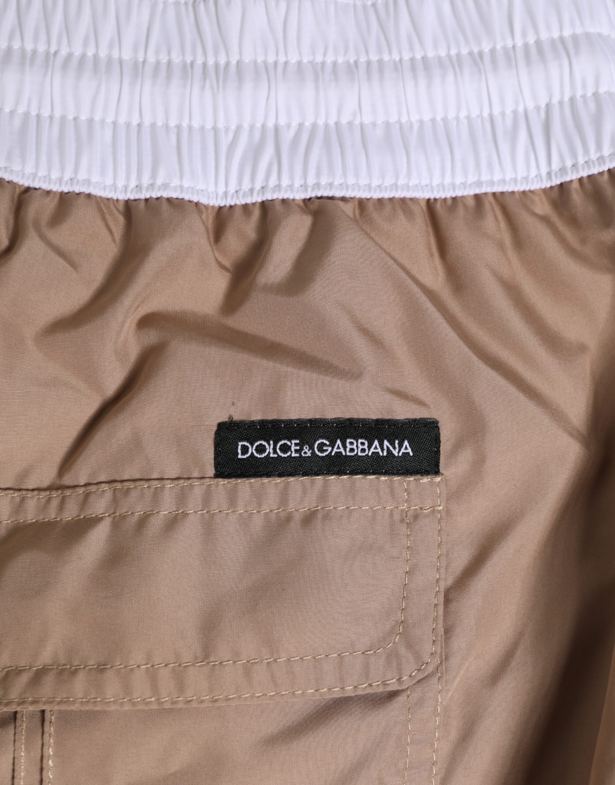 Brown White Polyester Re-Edition Shorts Swimwear - ventzia