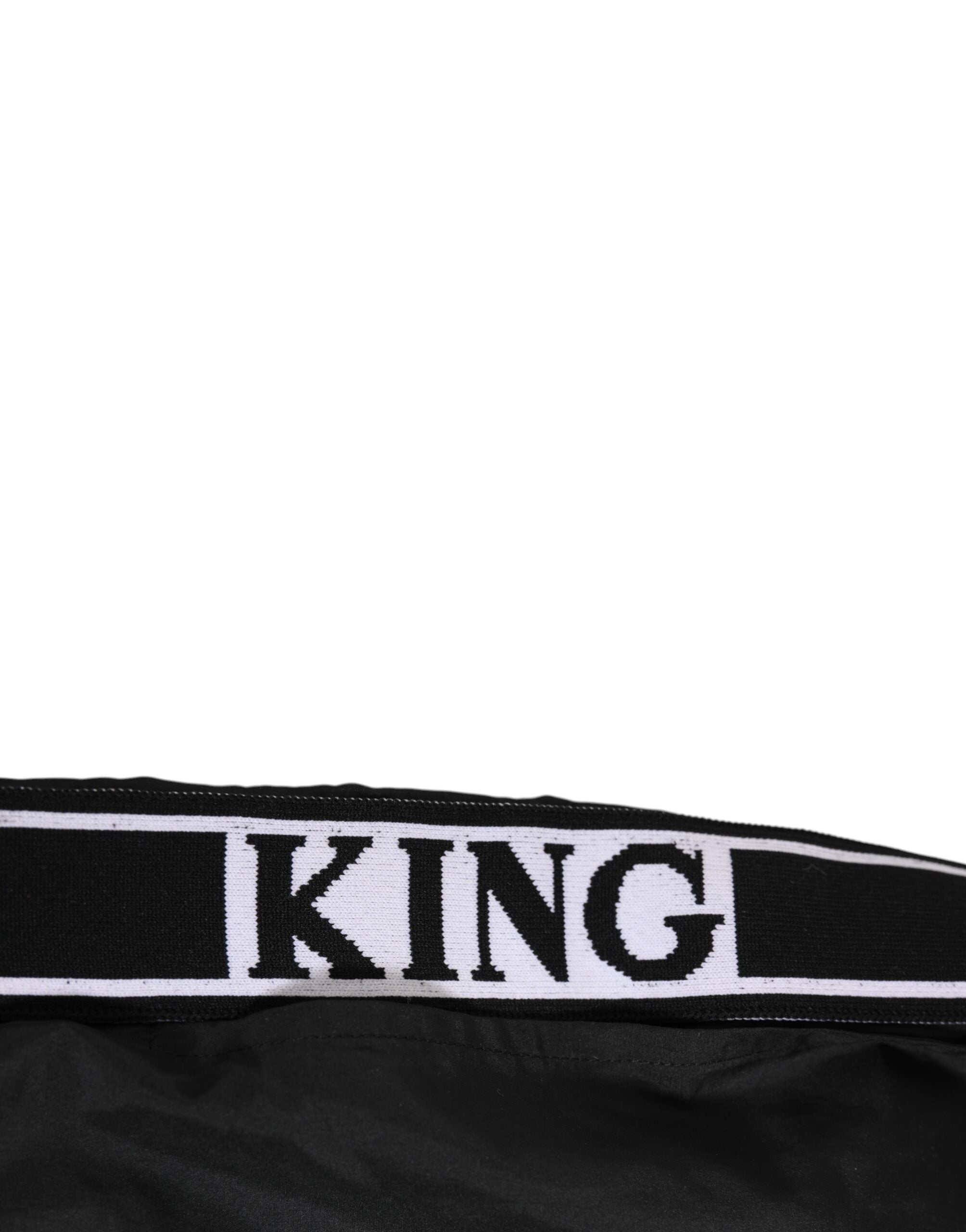 Black Nylon KING Sideband Men Boxer Shorts Swimwear - ventzia