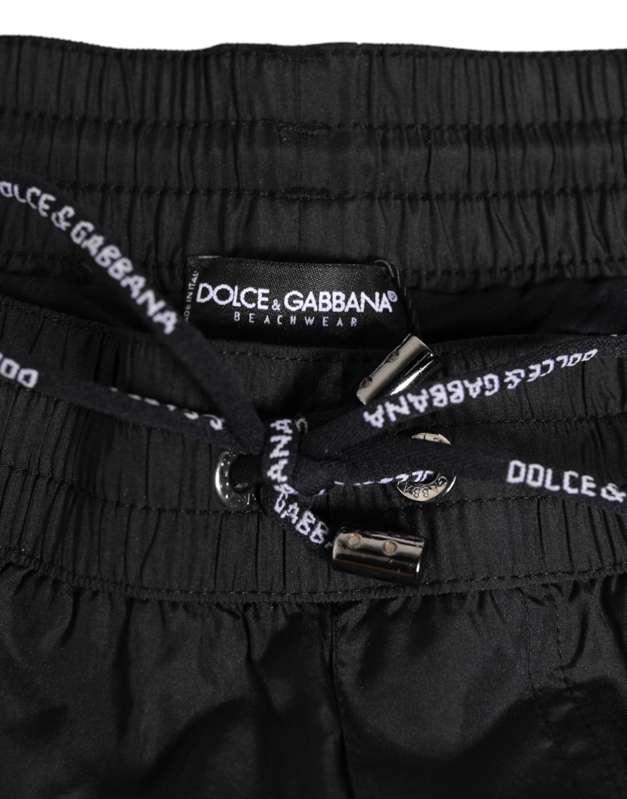 Black Nylon KING Sideband Men Boxer Shorts Swimwear - ventzia