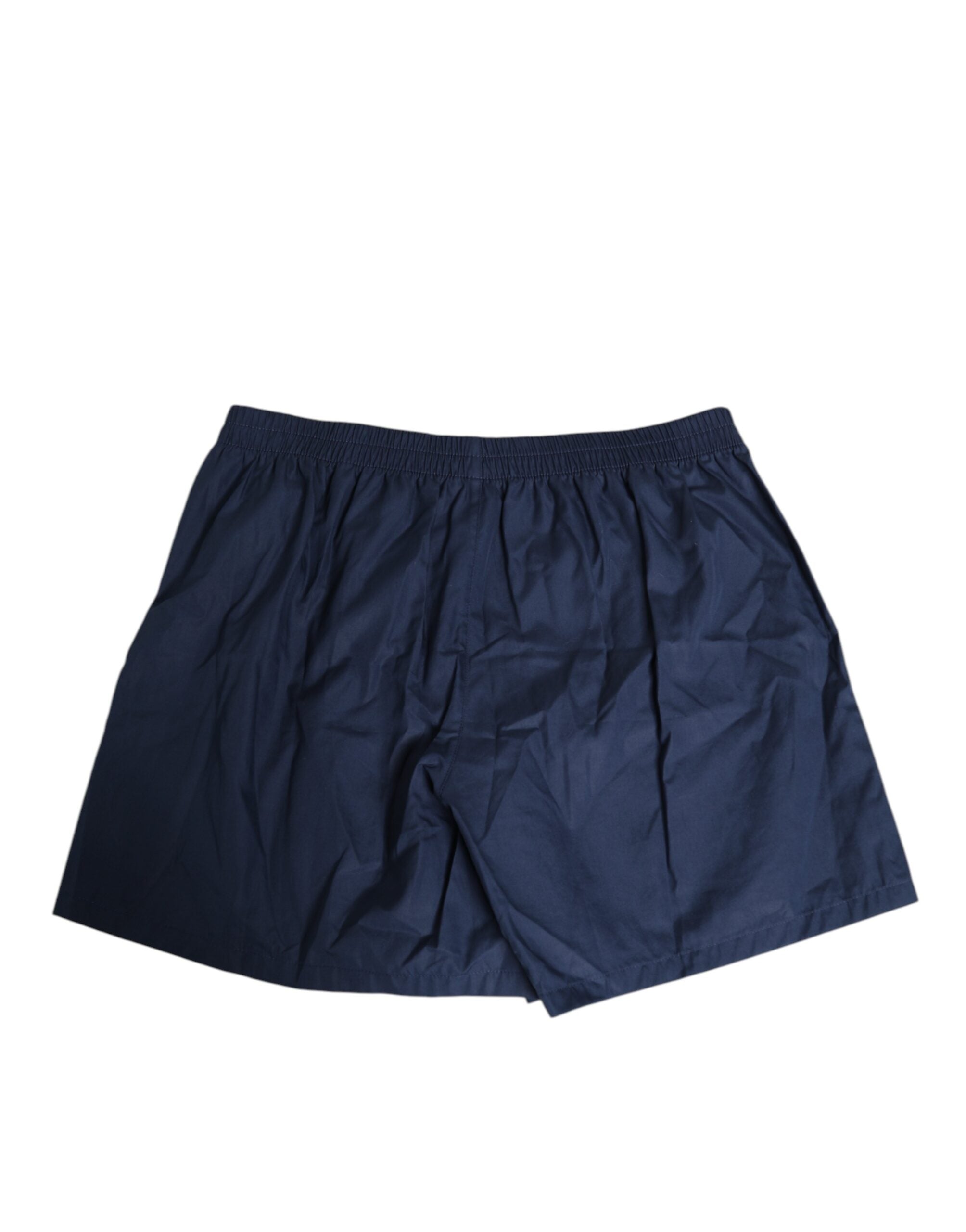 Navy Blue Cotton Elastic Waistband Button Swimwear - ventzia
