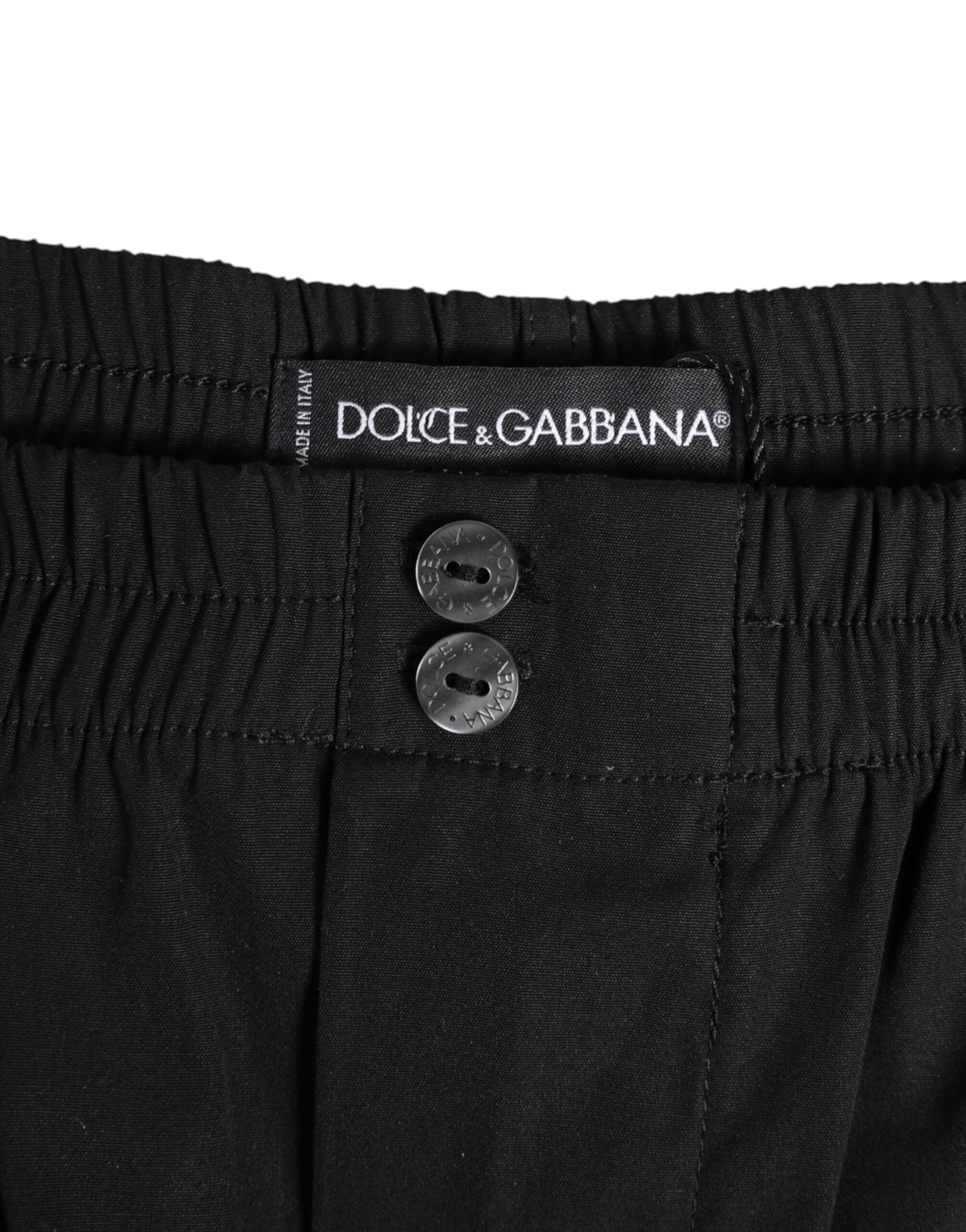 Black Cotton Elastic Waistband Button Swimwear - ventzia