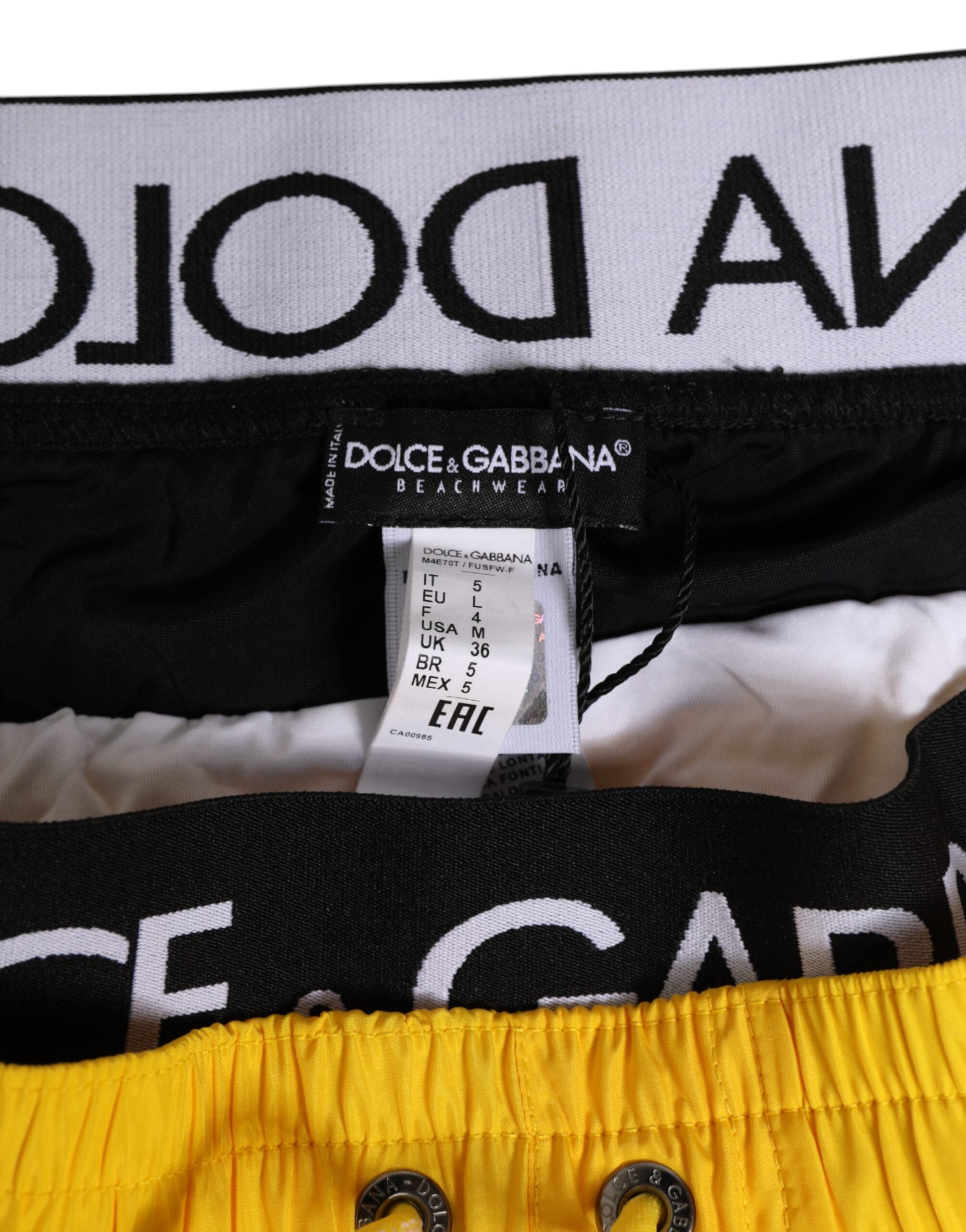 Yellow Drawstring Beachwear Men Shorts Swimwear - ventzia