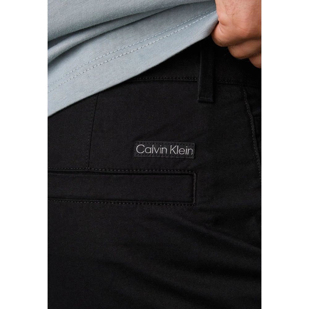 Black Recycled Cotton Chino Pants - ventzia
