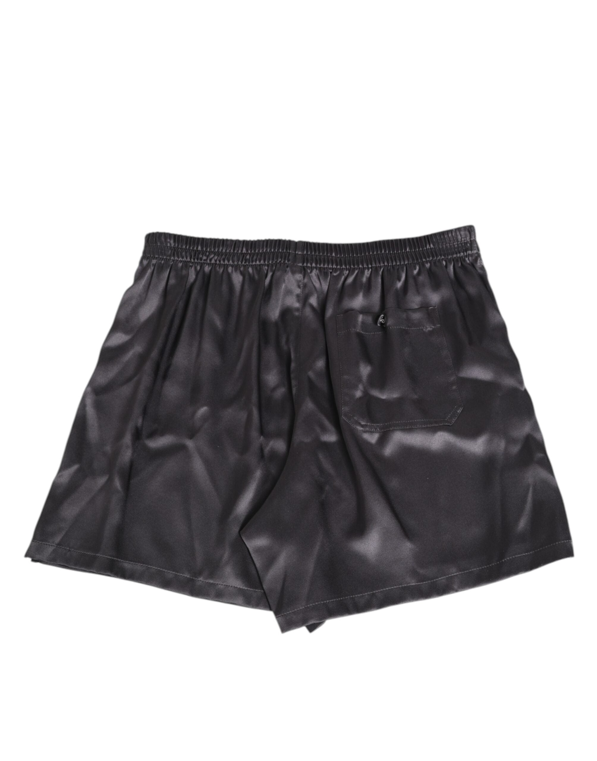 Black Satin Silk Elastic Men Boxer Short Swimwear - ventzia