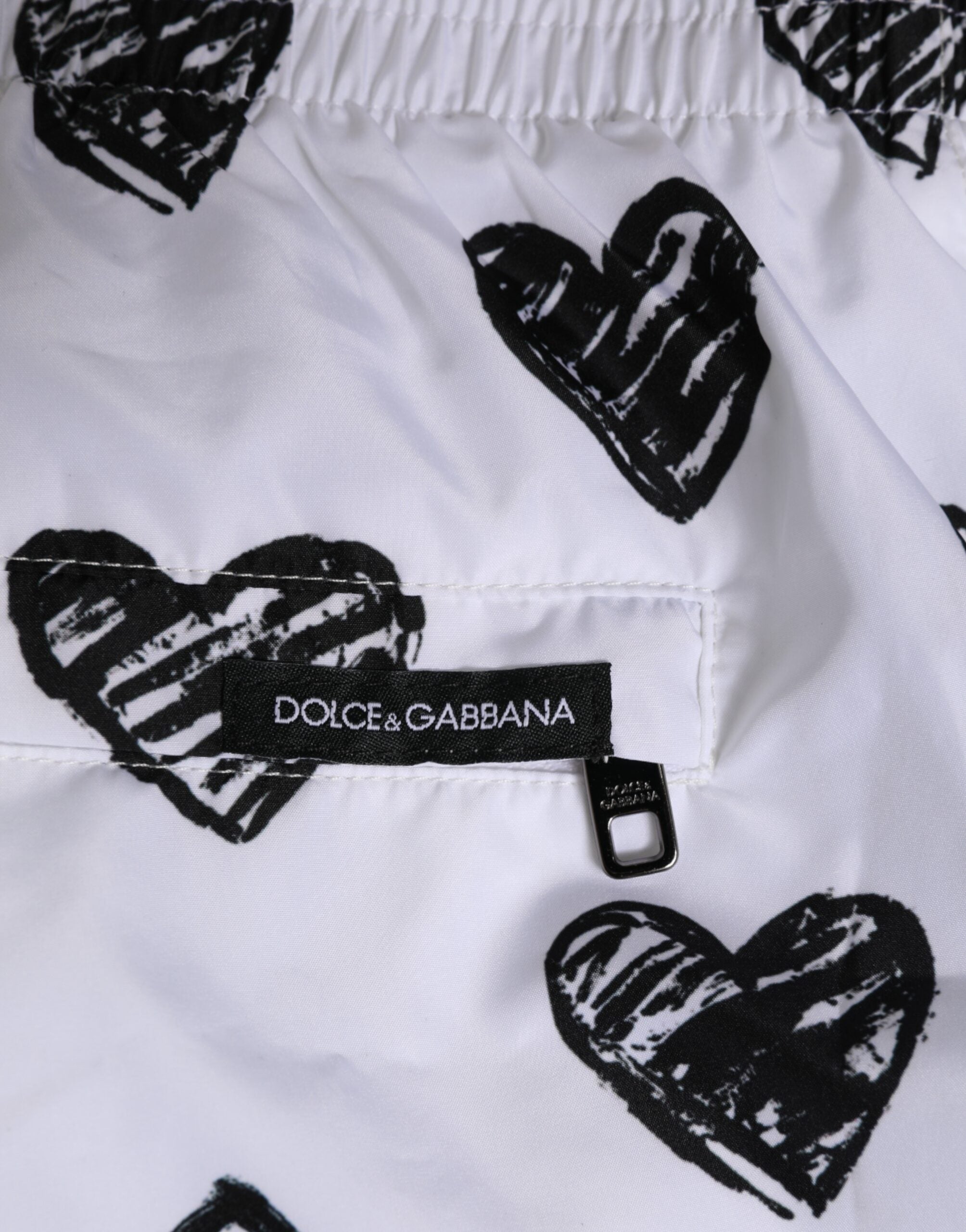 White Black Heart Print Men Boxer Short Swimwear - ventzia