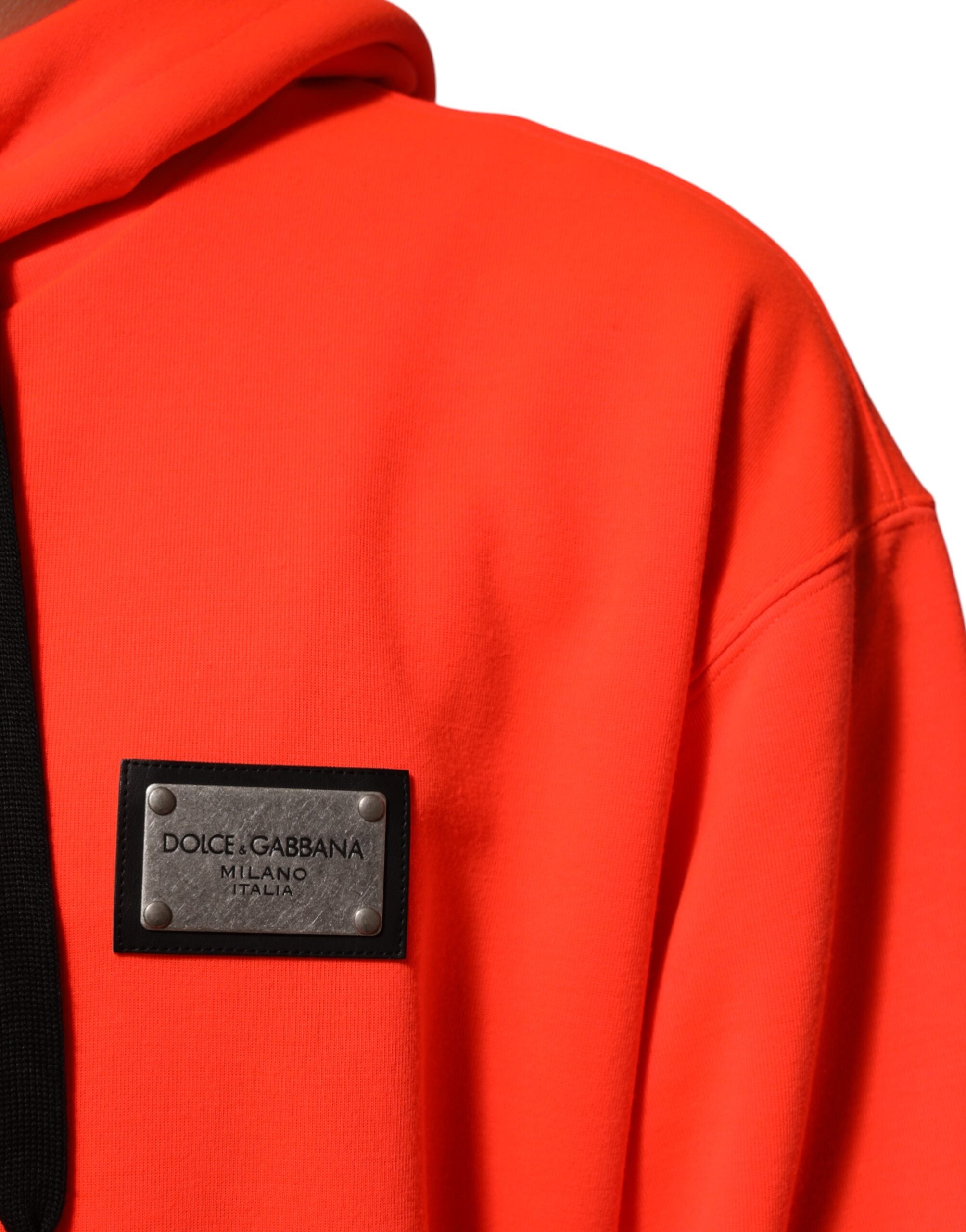 Red Fluorescent Polyester Logo Patch Hoodie Sweater - ventzia