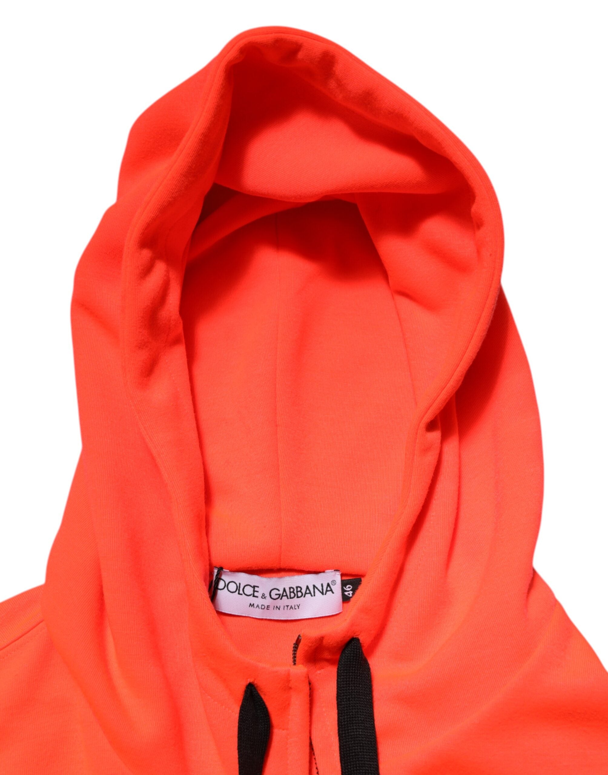 Red Fluorescent Polyester Logo Patch Hoodie Sweater - ventzia