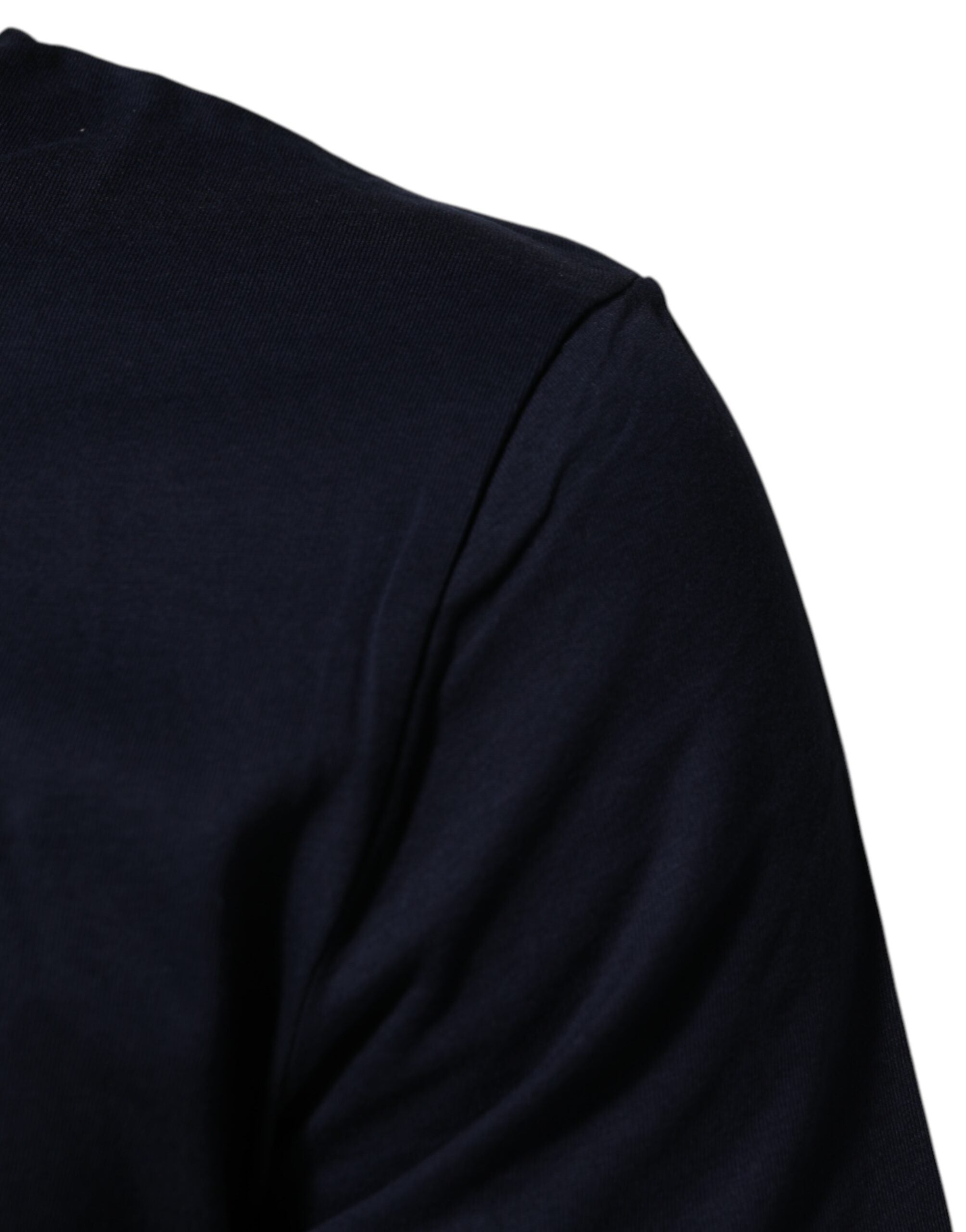 Dark Blue Cotton DG Logo Print Men’s Top T-shirt - ventzia