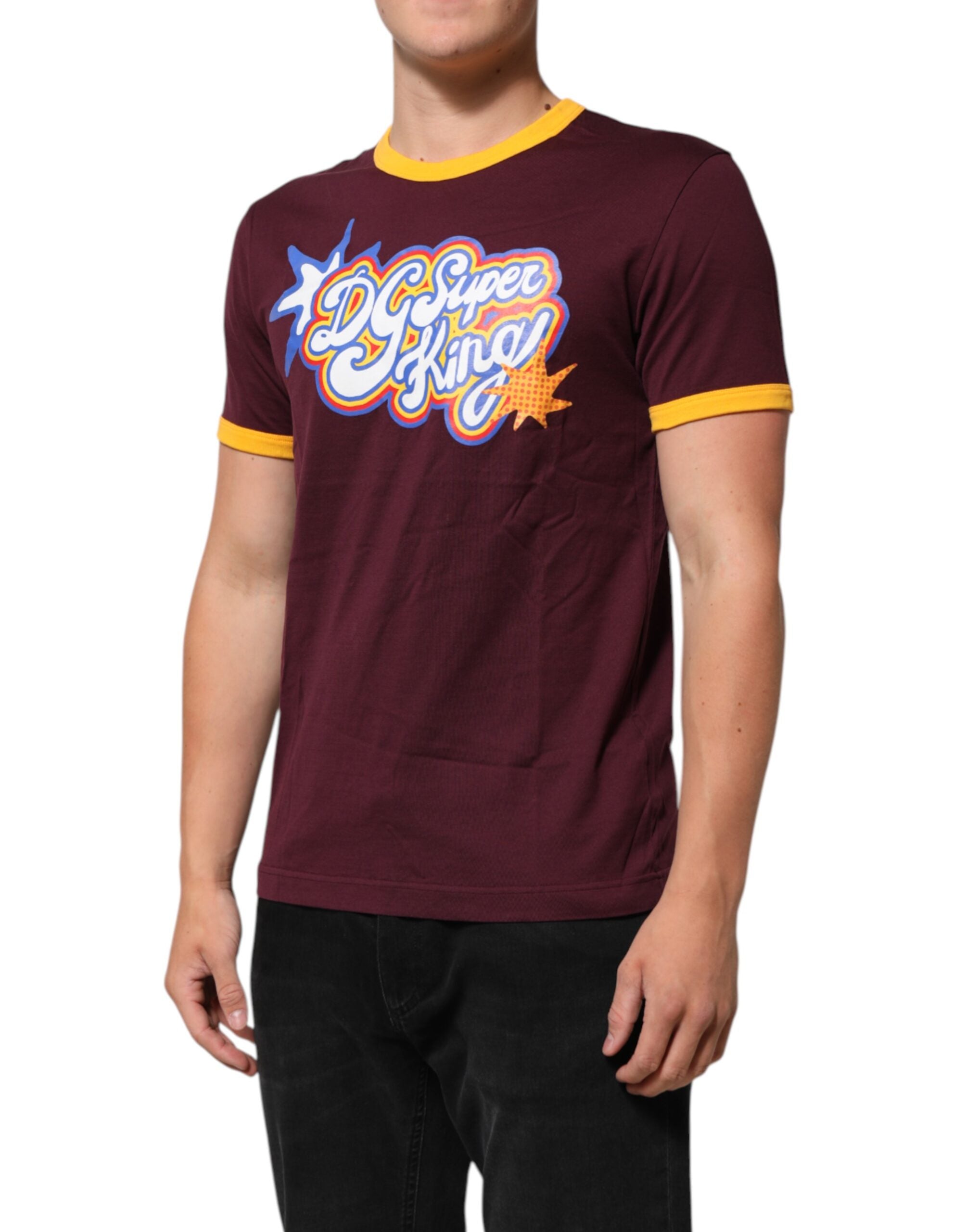 Burgundy Cotton DG Super King Logo T-Shirt - ventzia