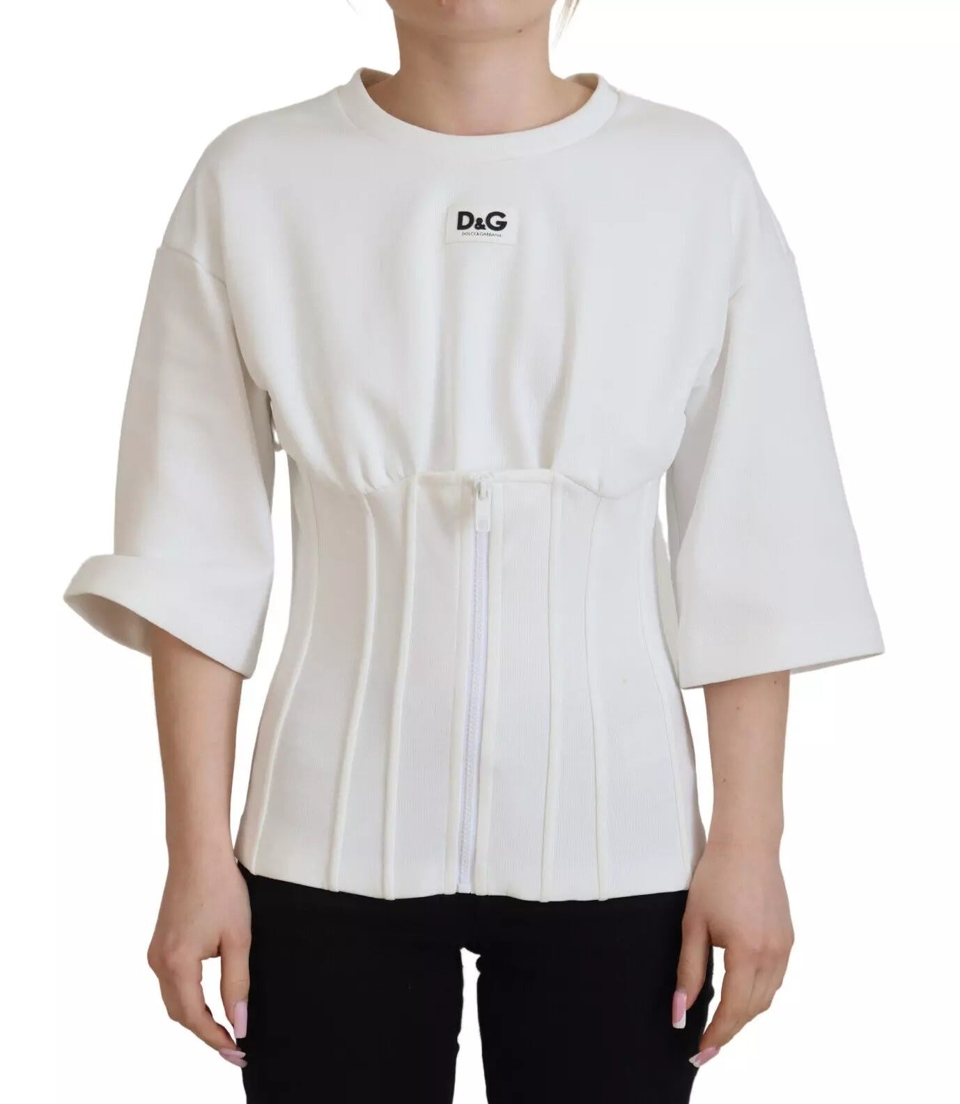 White Cotton Corset Stretch Top T-shirt - ventzia