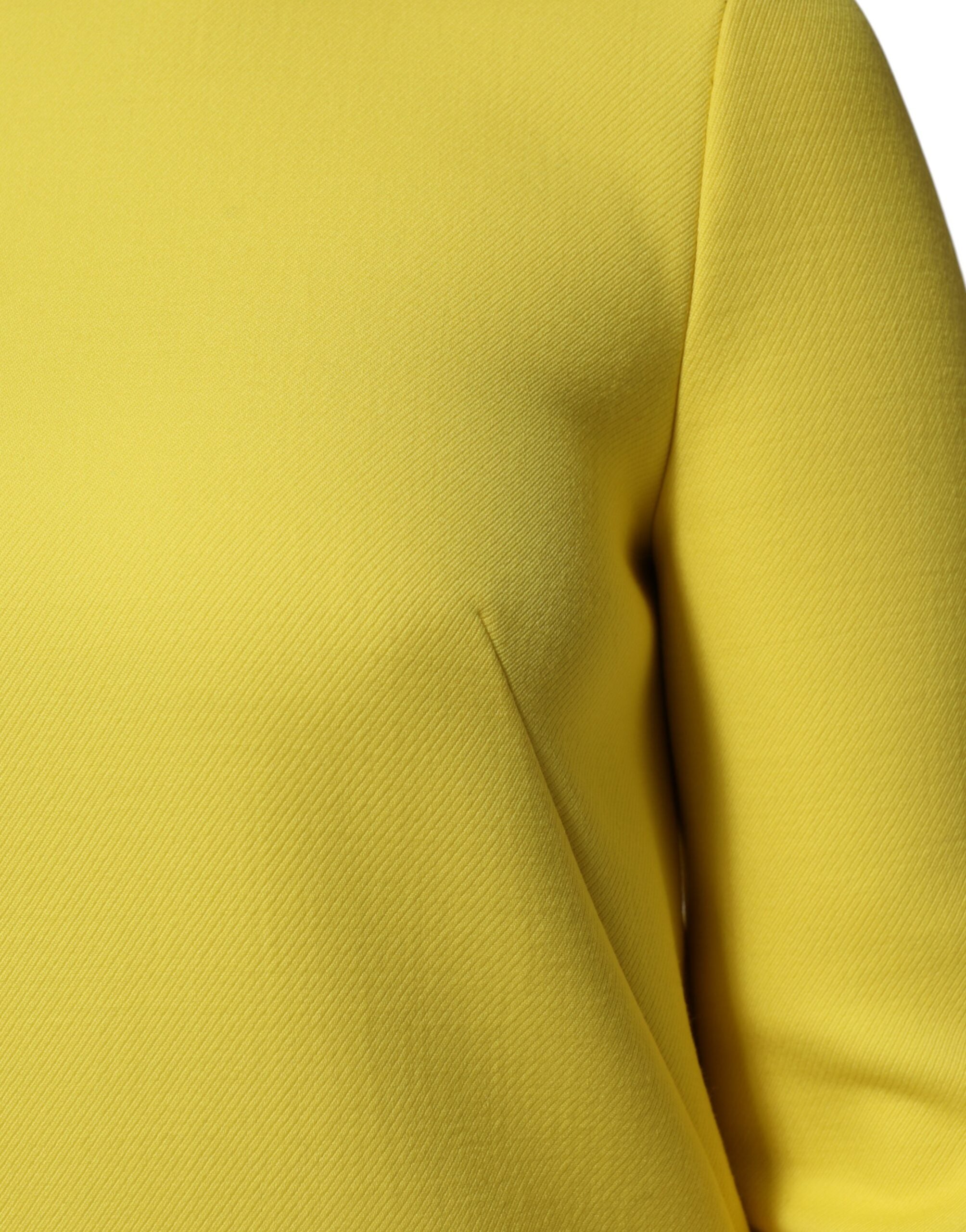 Yellow Viscose Acetate Mini Long Sleeve Dress - ventzia