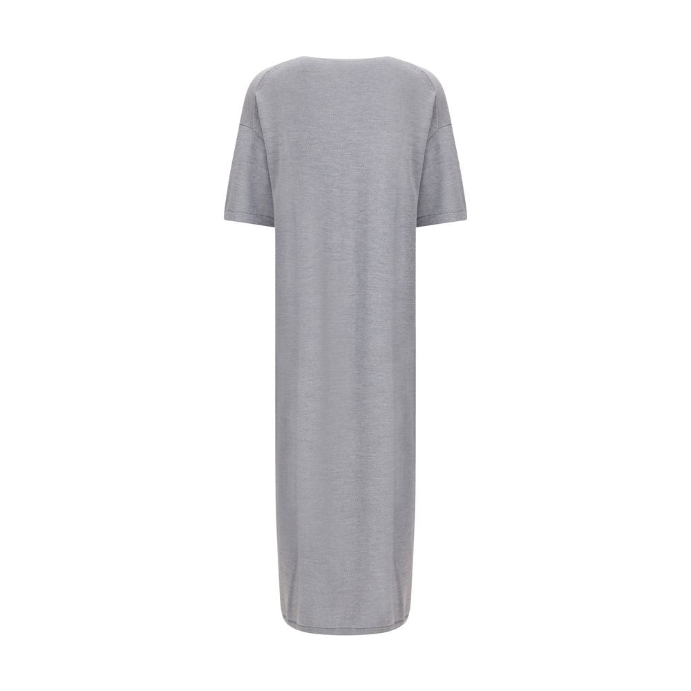 Gray Wool Casual Dress - ventzia