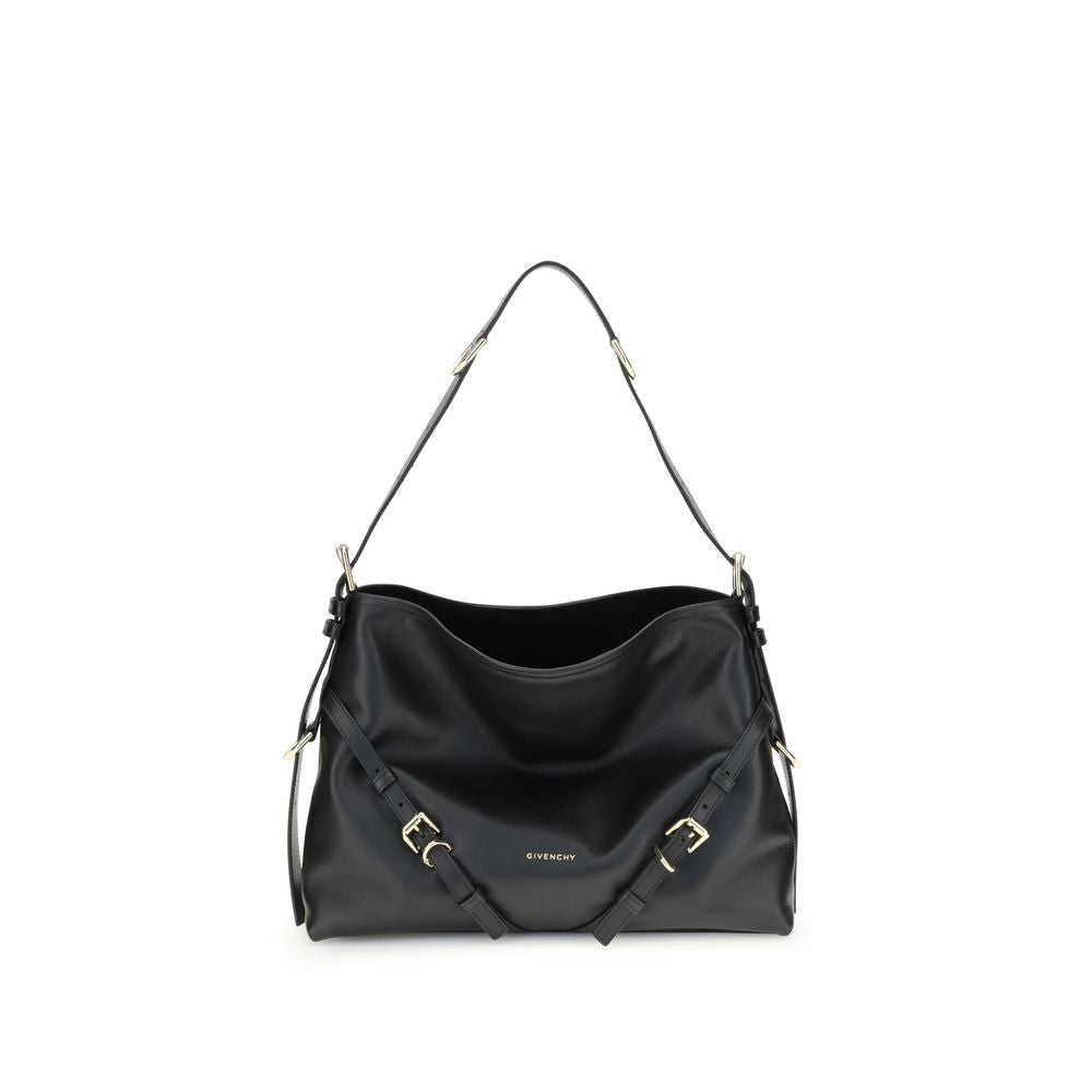 Black Calf Leather Bos Taurus Shoulder Bag - ventzia