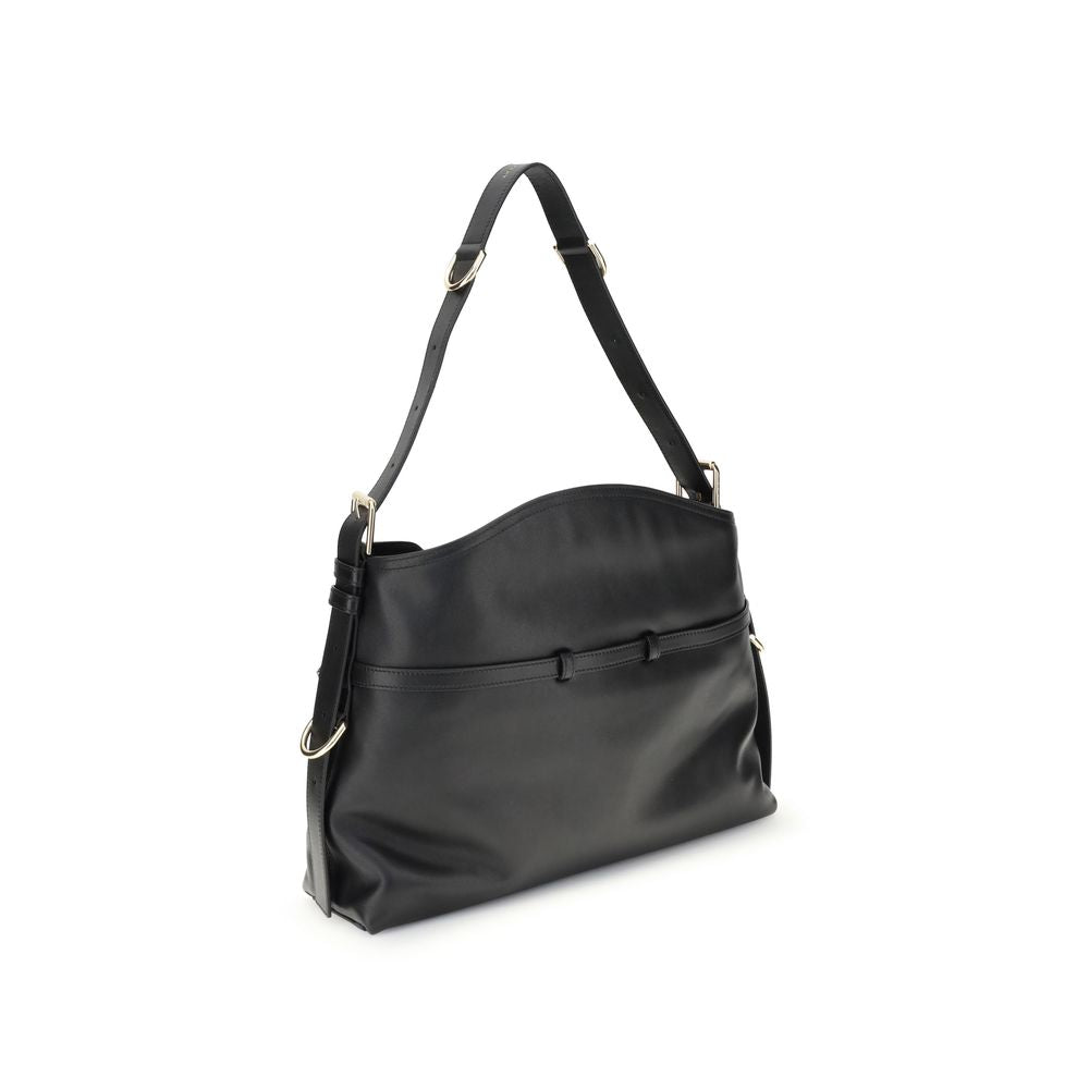 Black Calf Leather Bos Taurus Shoulder Bag - ventzia