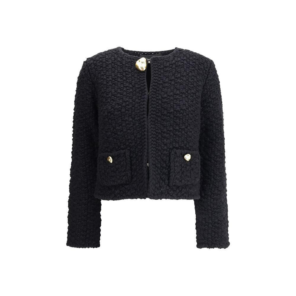 Black Fleece Wool Coat - ventzia
