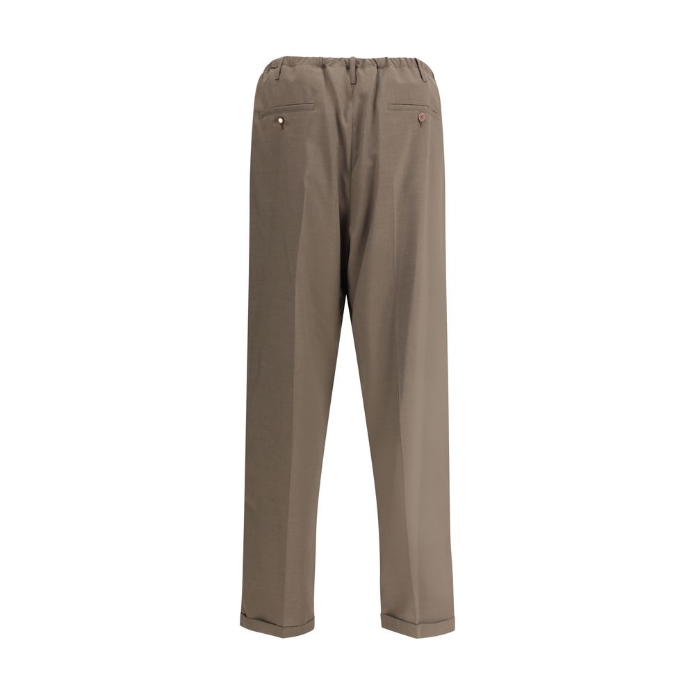 Brown Polyester Casual Pants - ventzia