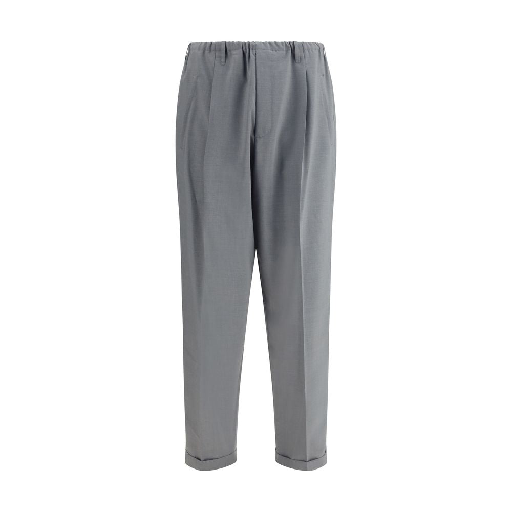 Gray Polyester Casual Pants