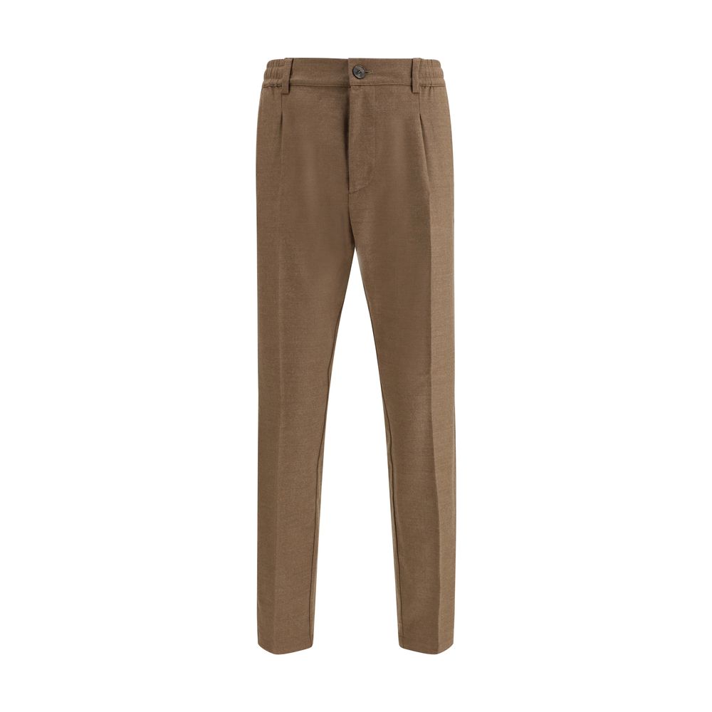 Brown Fleece Wool Casual Pants - ventzia