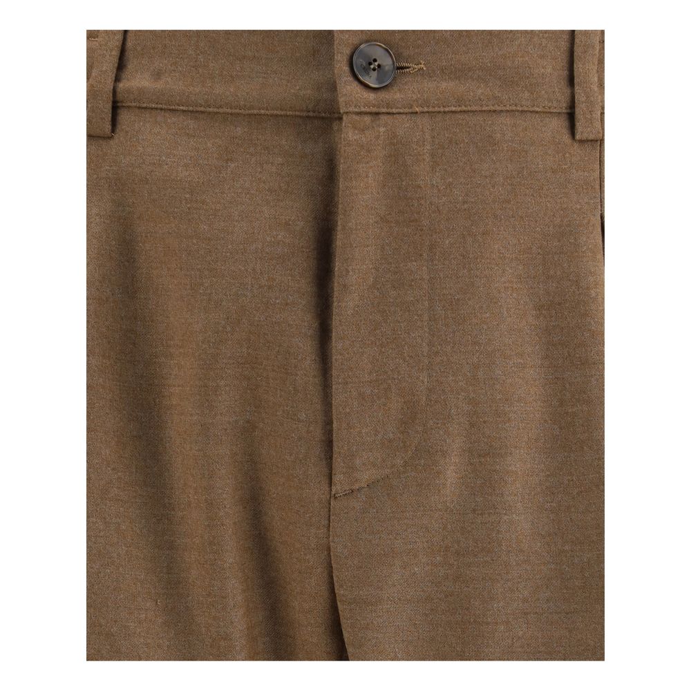 Brown Fleece Wool Casual Pants - ventzia