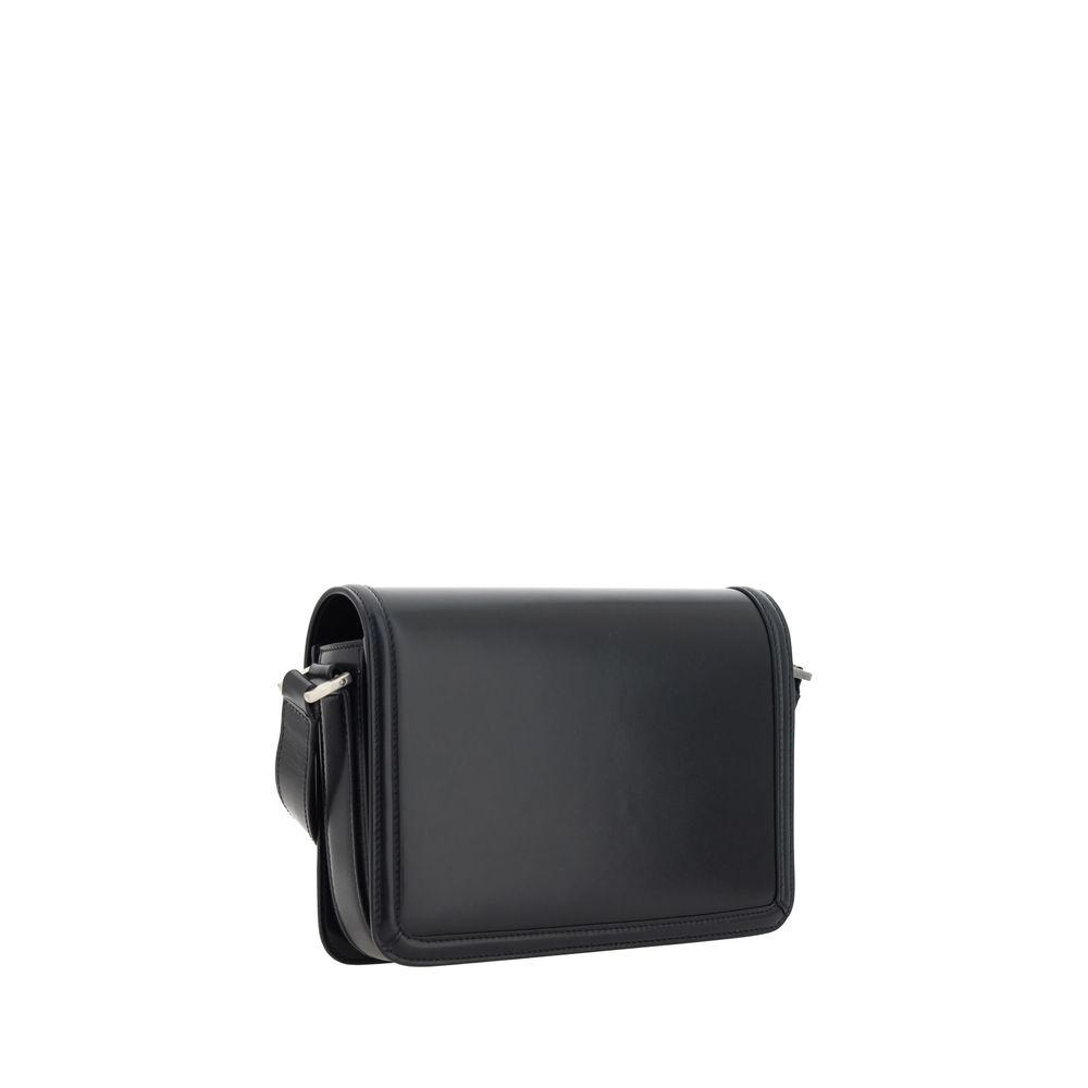 Black Calf Leather Bos Taurus Shoulder Bag - ventzia