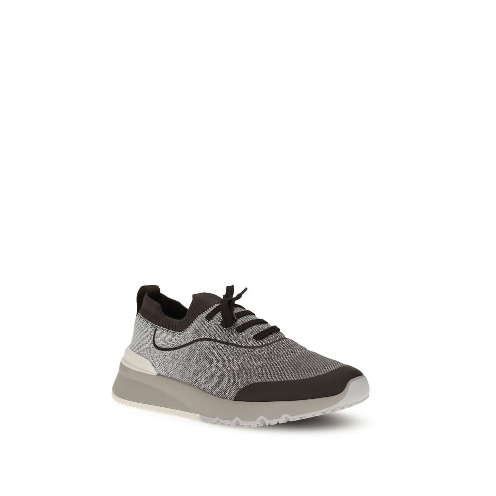 Gray Cotton Athletic Sneakers