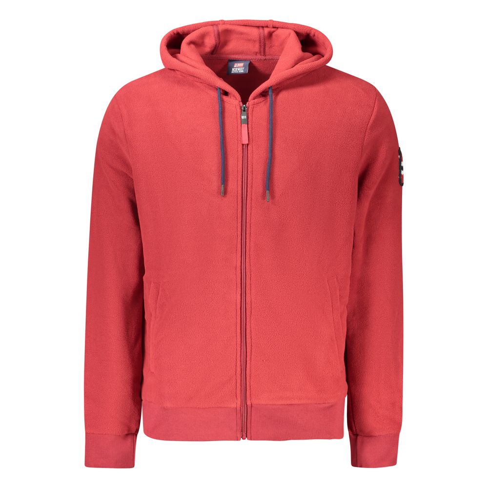 Red Polyester Men's Hooded Sweatshirt - ventzia