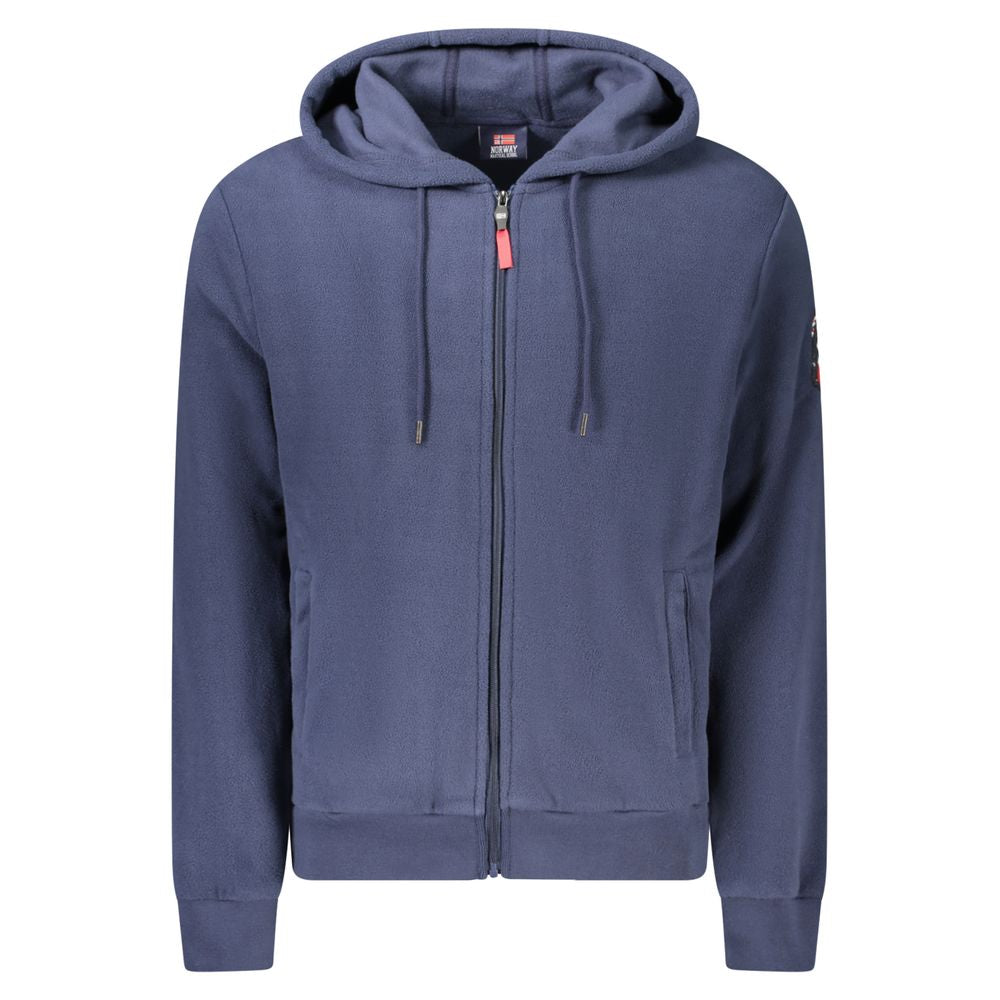Blue Polyester Men's Hooded Sweatshirt - ventzia
