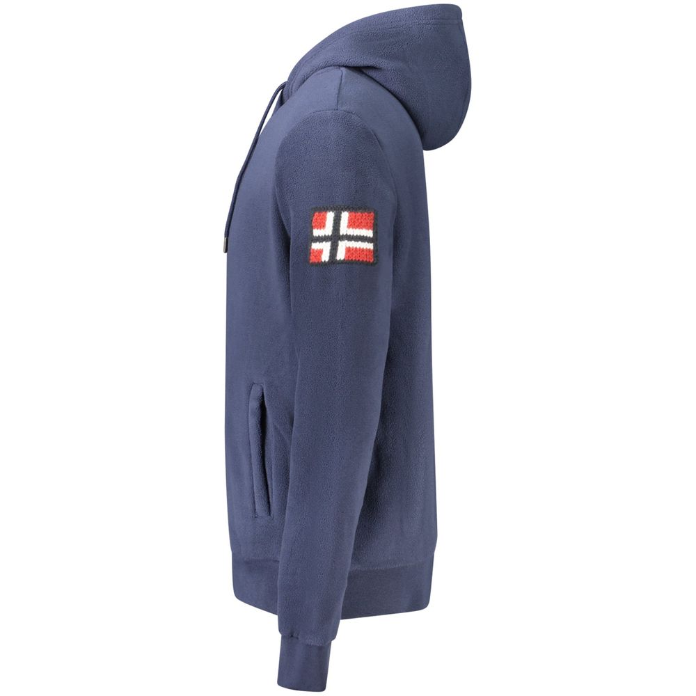 Blue Polyester Men's Hooded Sweater - ventzia
