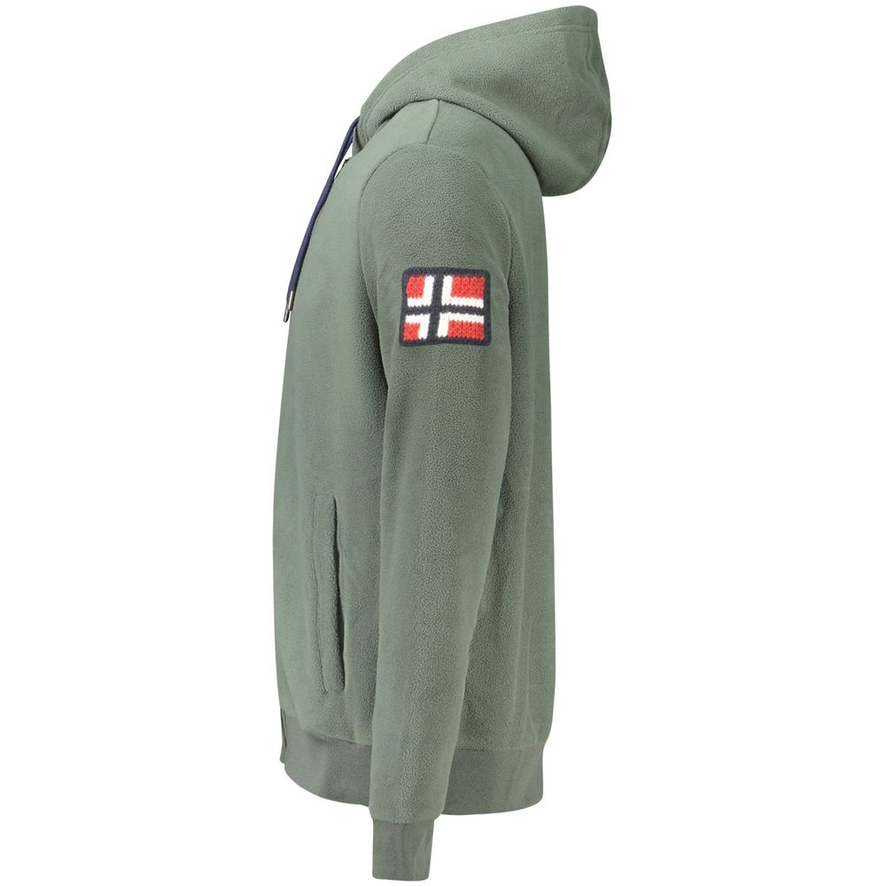 Green Polyester Men's Sweatshirt with Hood - ventzia