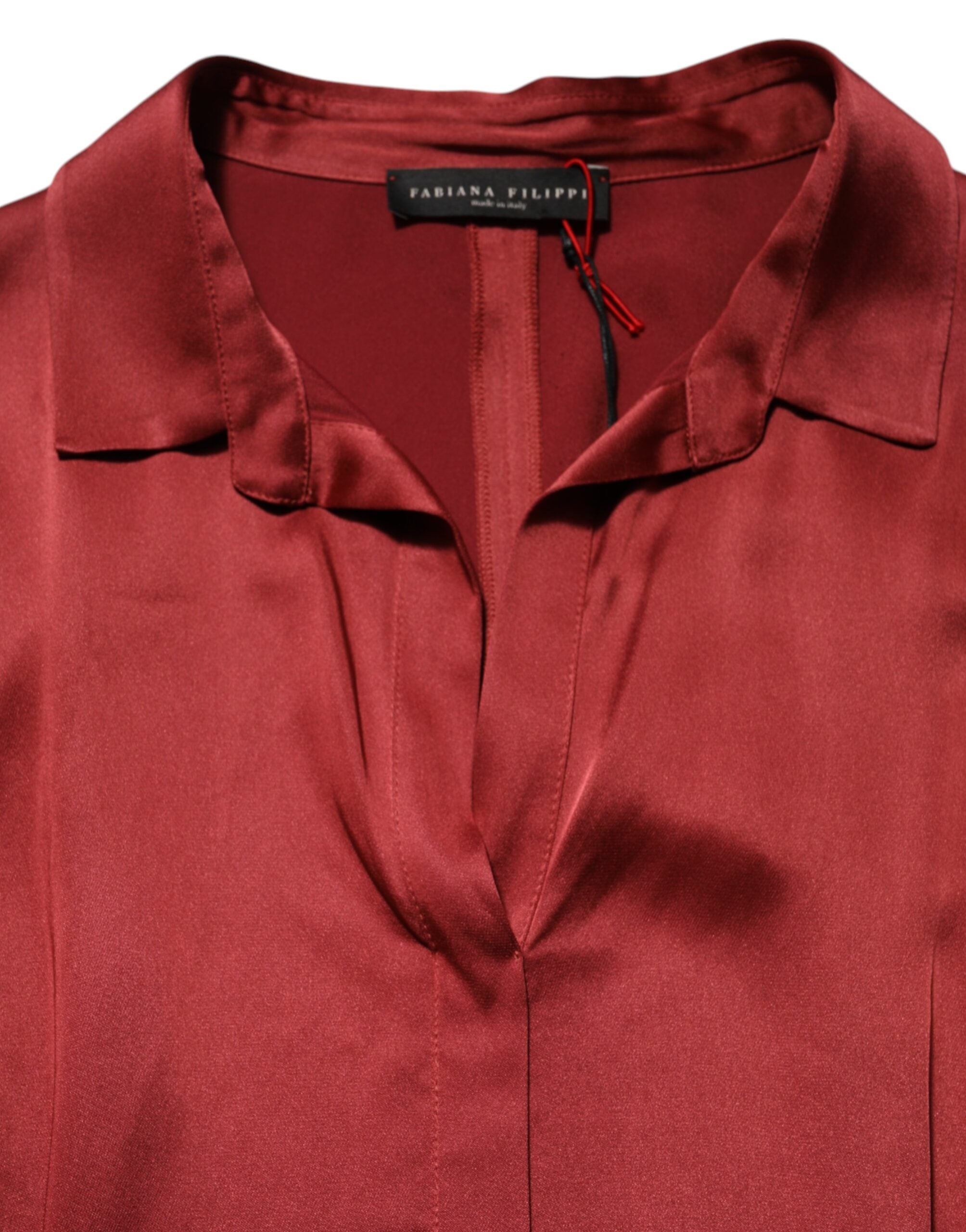 Burgundy Acetate Viscose Satin Long Dress - ventzia