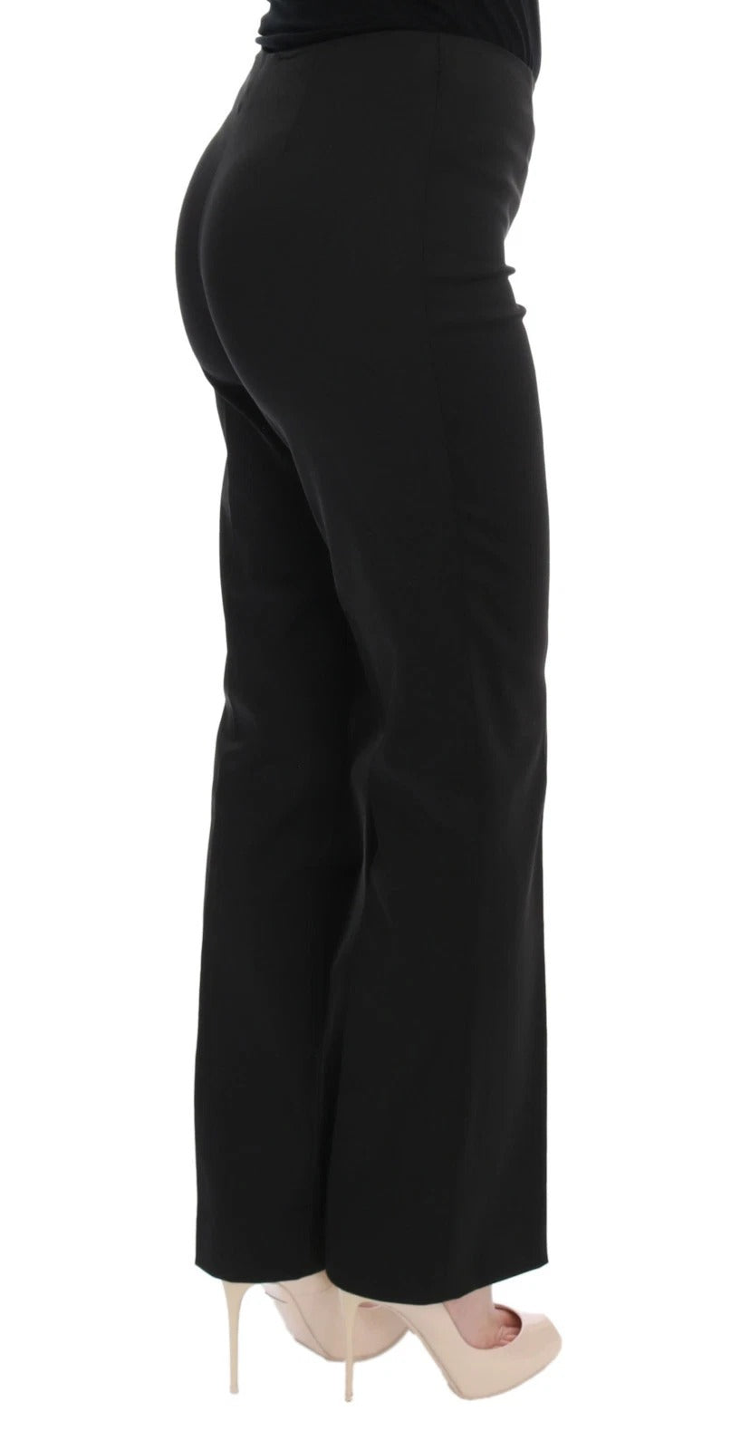 Black Stretch Straight Fit Dress Trousers Pants - ventzia