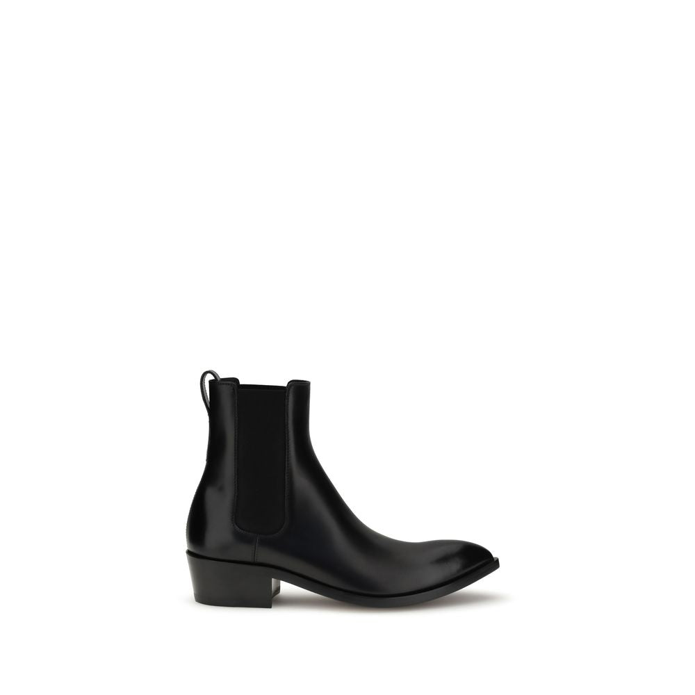 Black Calf Leather Bos Taurus Chelsea Boots - ventzia
