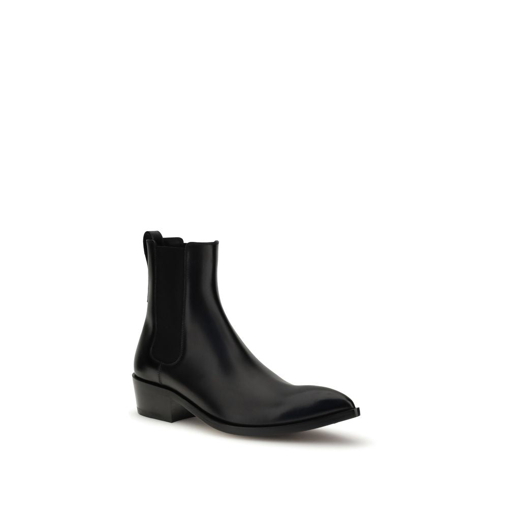 Black Calf Leather Bos Taurus Chelsea Boots - ventzia