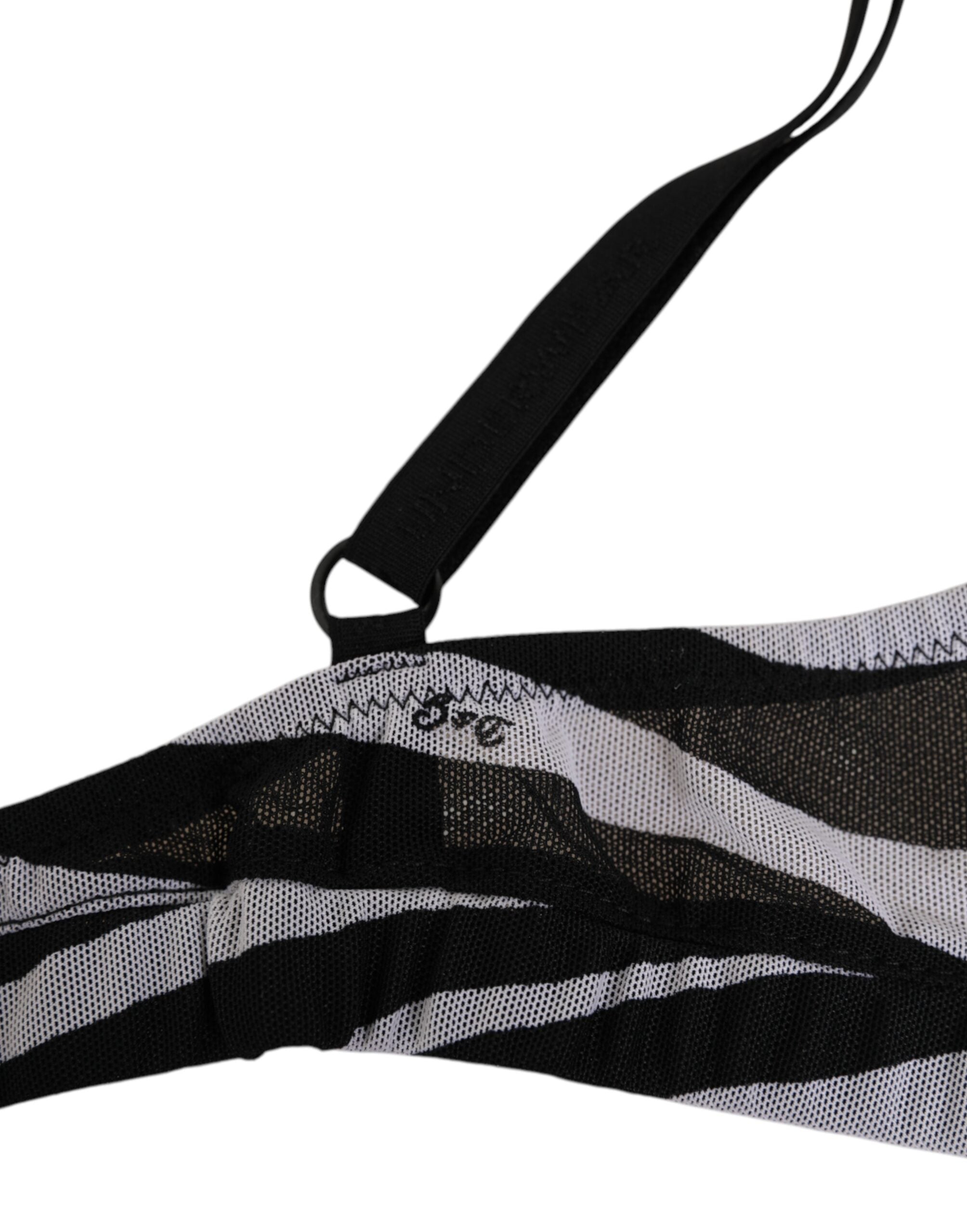 Black White Zebra Print Sheer Mesh Bralette Underwear - ventzia