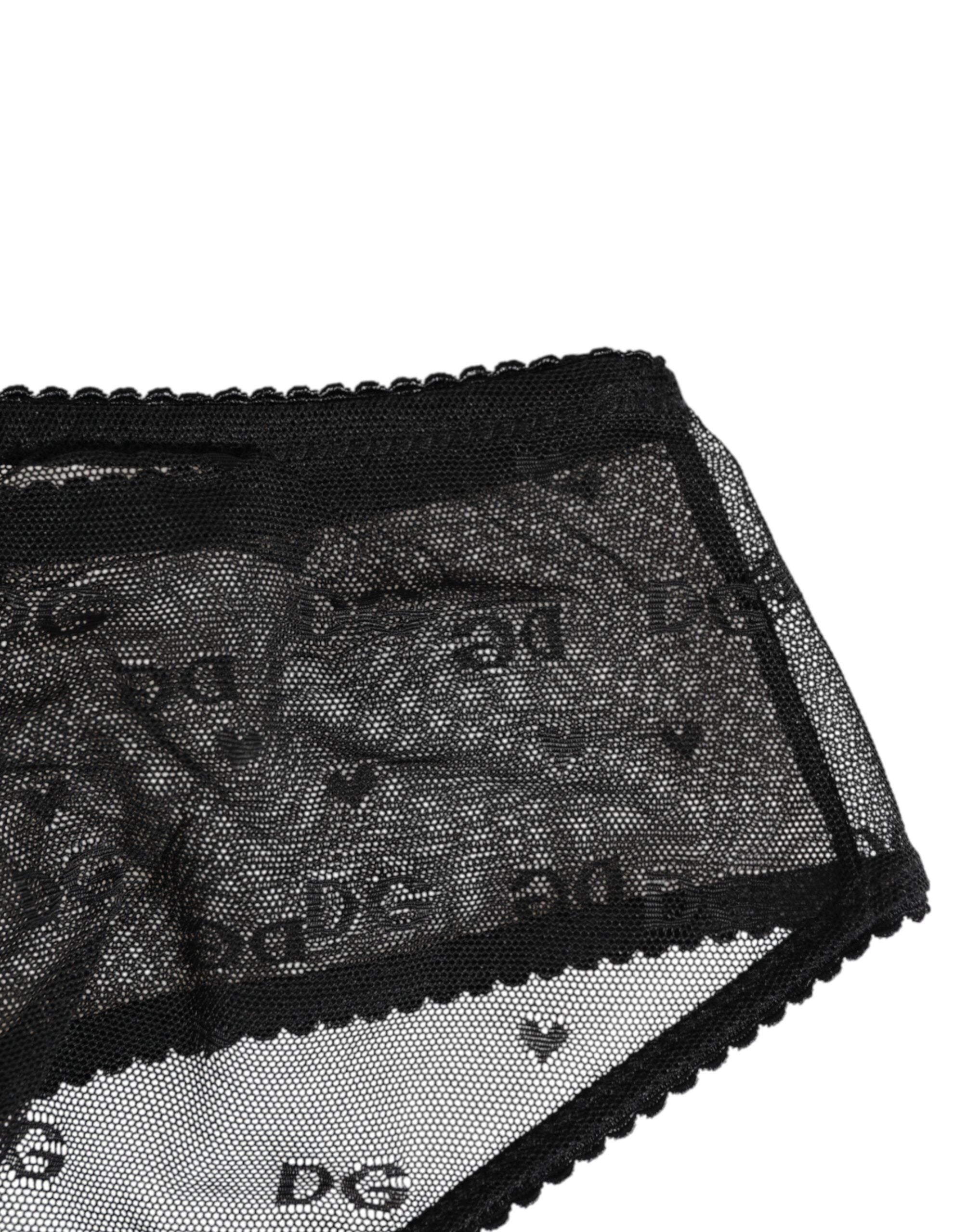 Black Sheer Mesh Lace Polka Dot Logo Underwear - ventzia