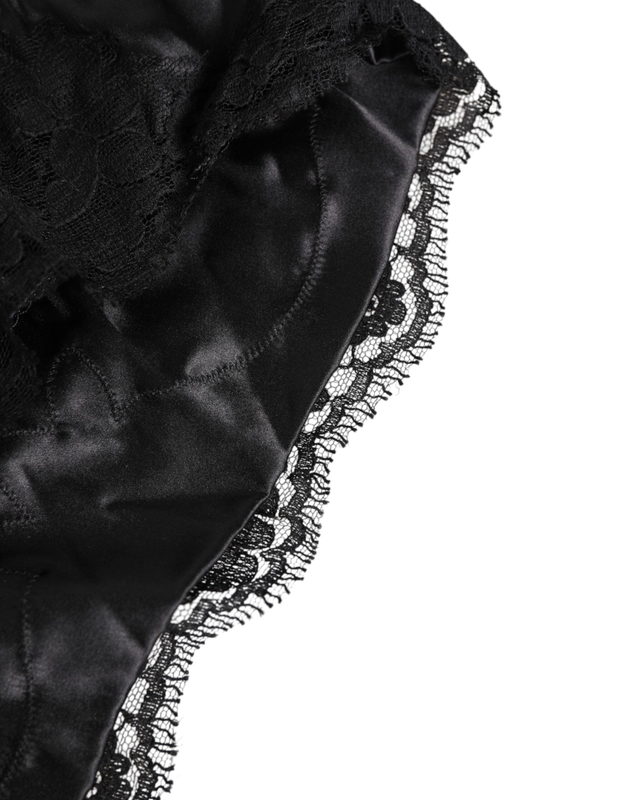Black Silk Satin Lace Trim Panty Underwear - ventzia