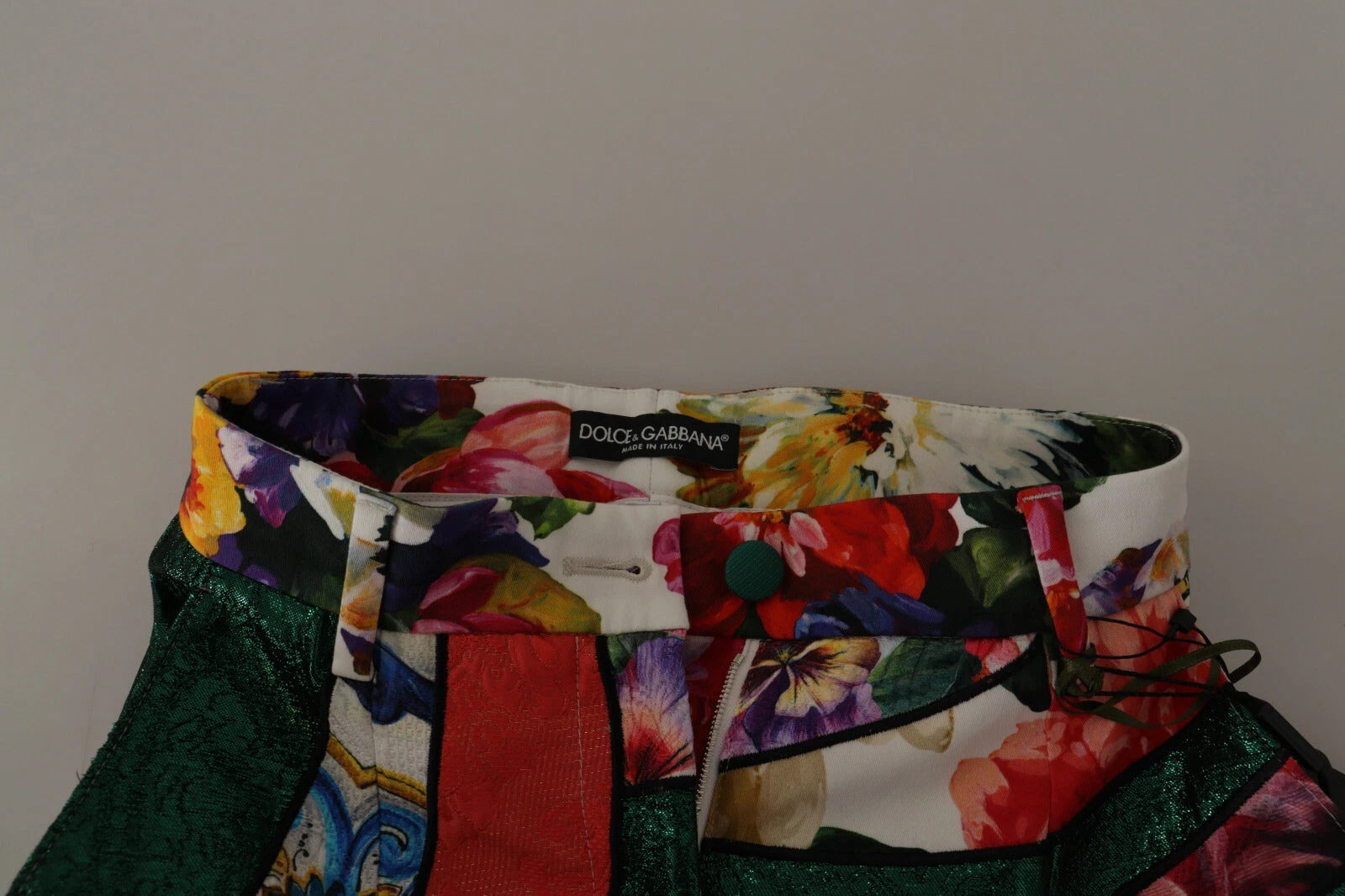 Multicolor Patchwork Jacquard High Waist Pants - ventzia
