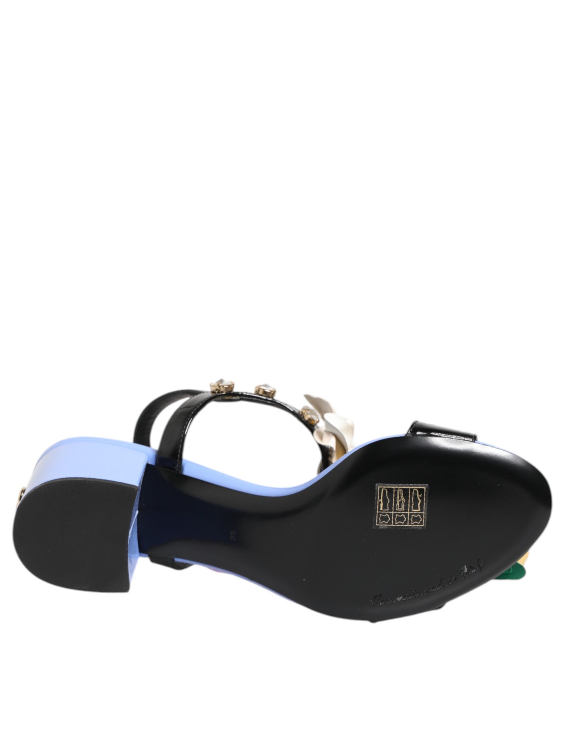 Multicolor Floral Appliqué Crystal Sandal Shoes - ventzia