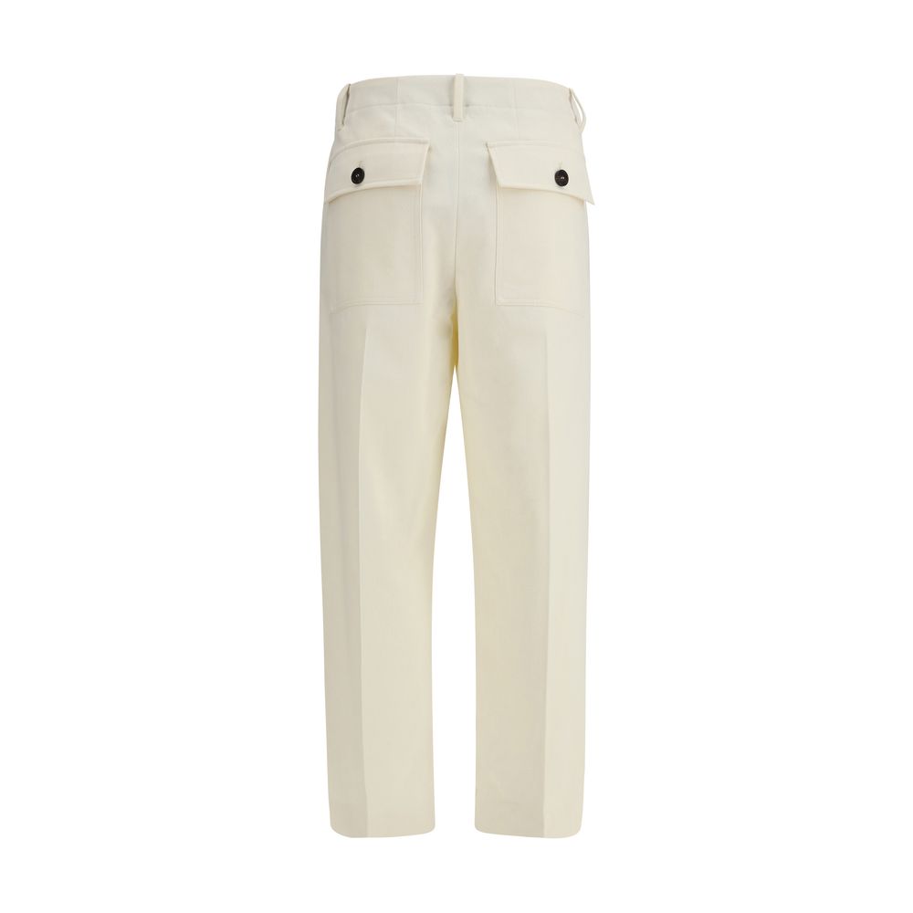 Cream Cotton Casual Pants