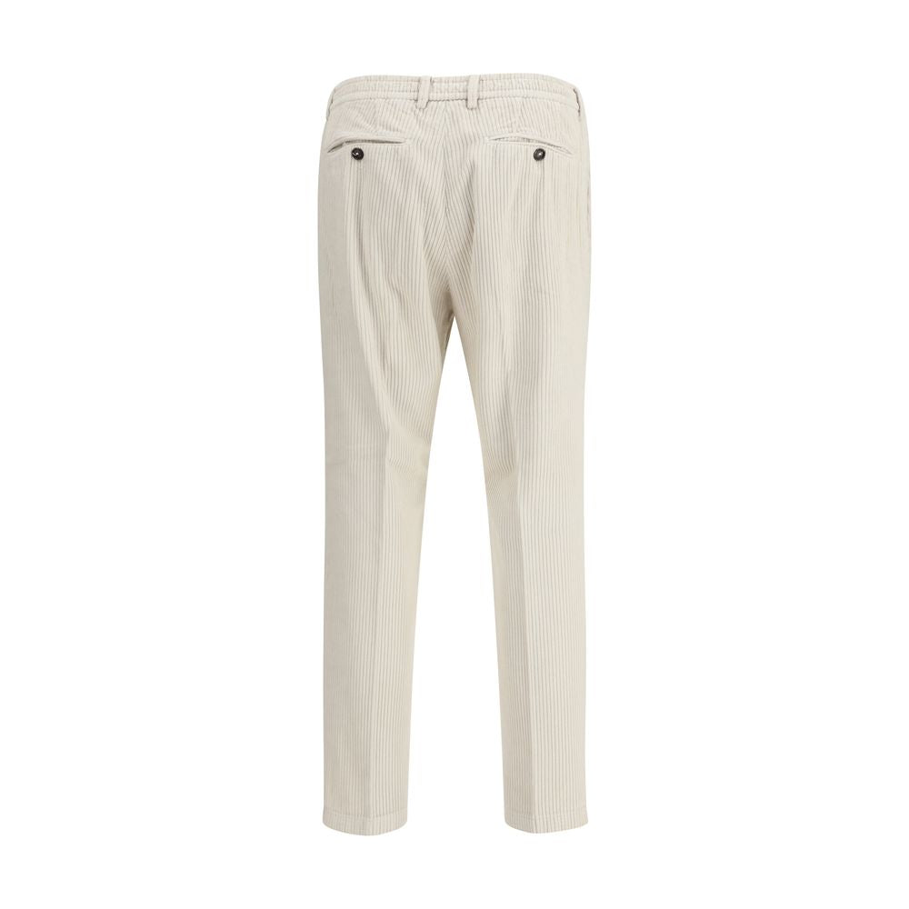 White Cotton Casual Pants - ventzia