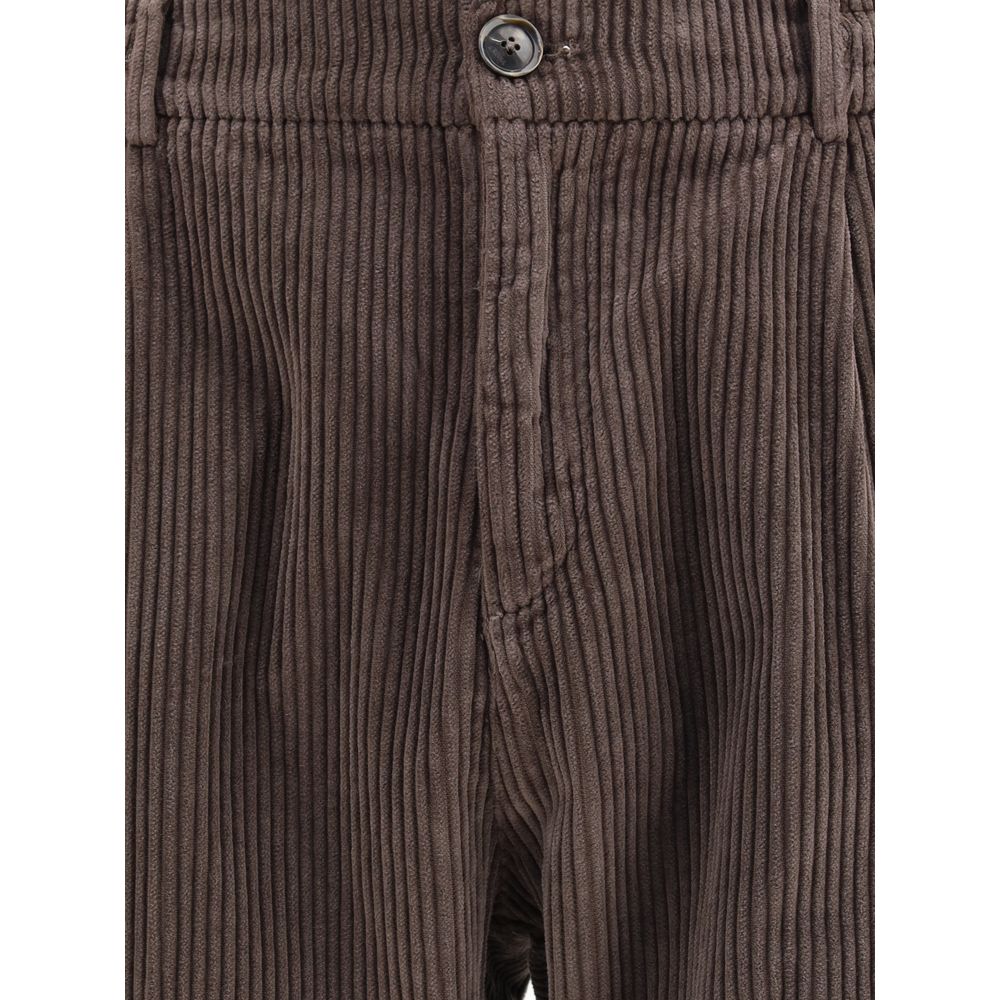 Brown Cotton Casual Pants - ventzia